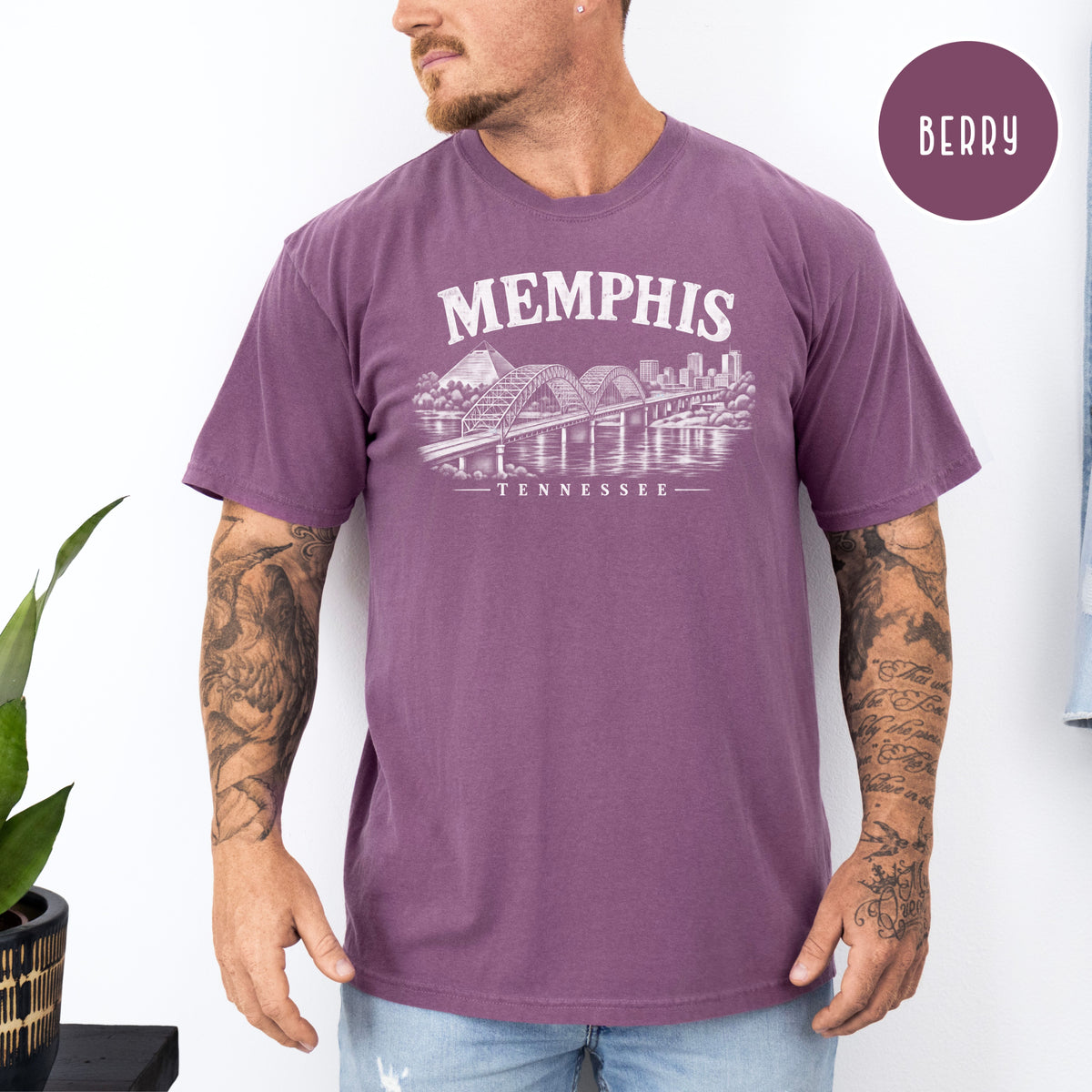 Memphis Tennessee Distressed Style Unisex Comfort Colors T-Shirt, Memphis River Bridge Shirt, Memphis Gift Shirt, Memphis Vacation Tee Shirt