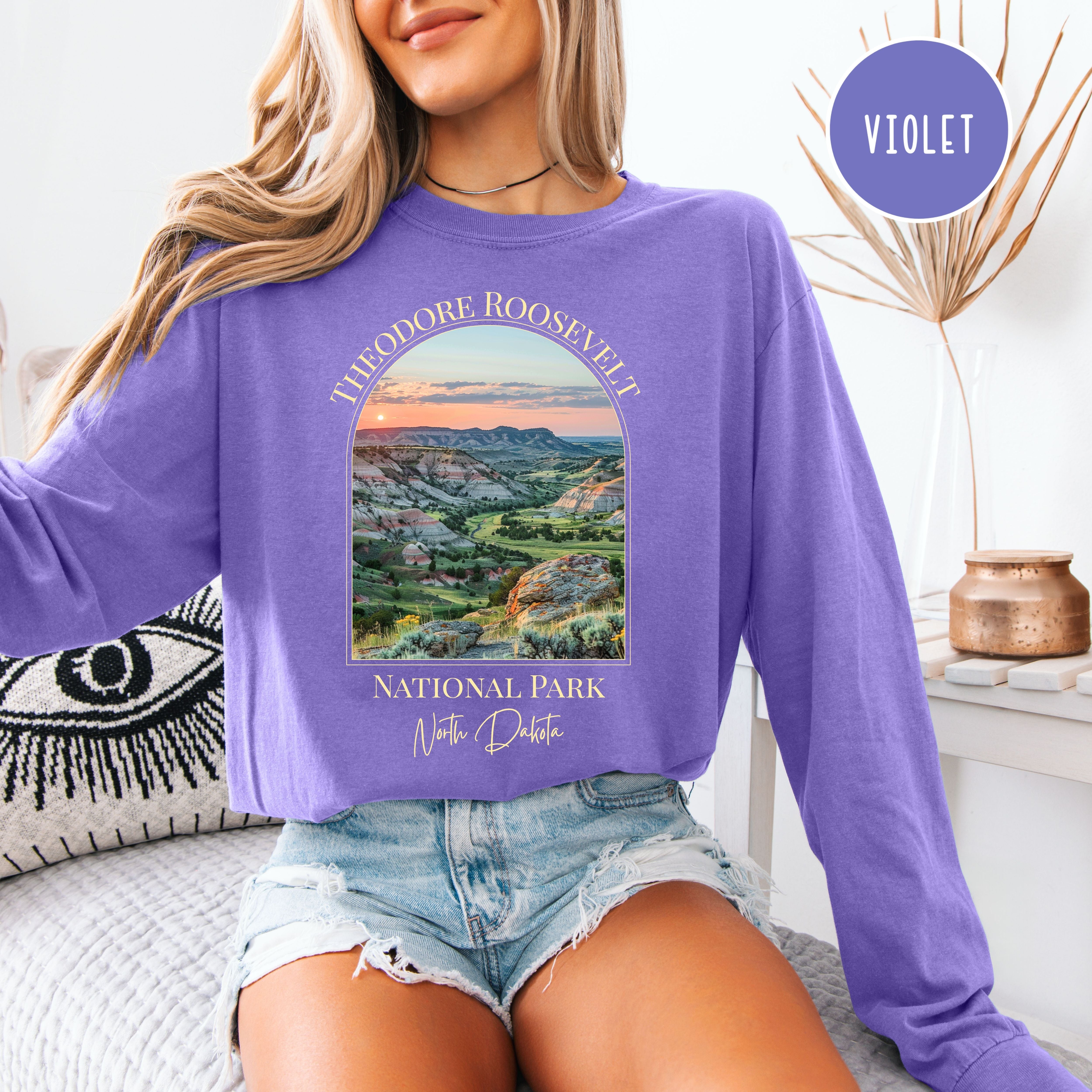 Theodore Roosevelt National Park North Dakota Comfort Colors Long Sleeve Unisex Tee