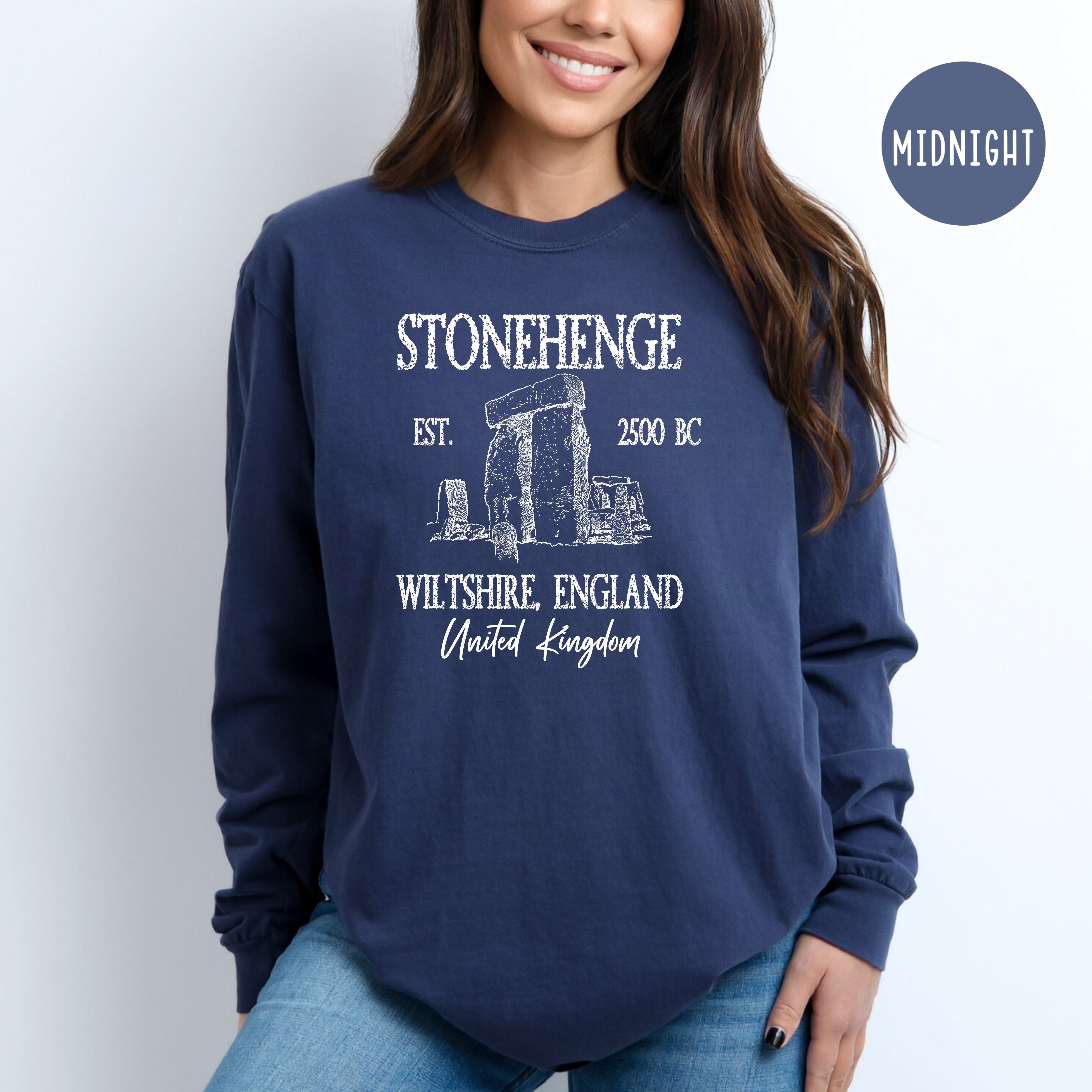 Stonehenge England Grunge Comfort Colors Long Sleeve Tee