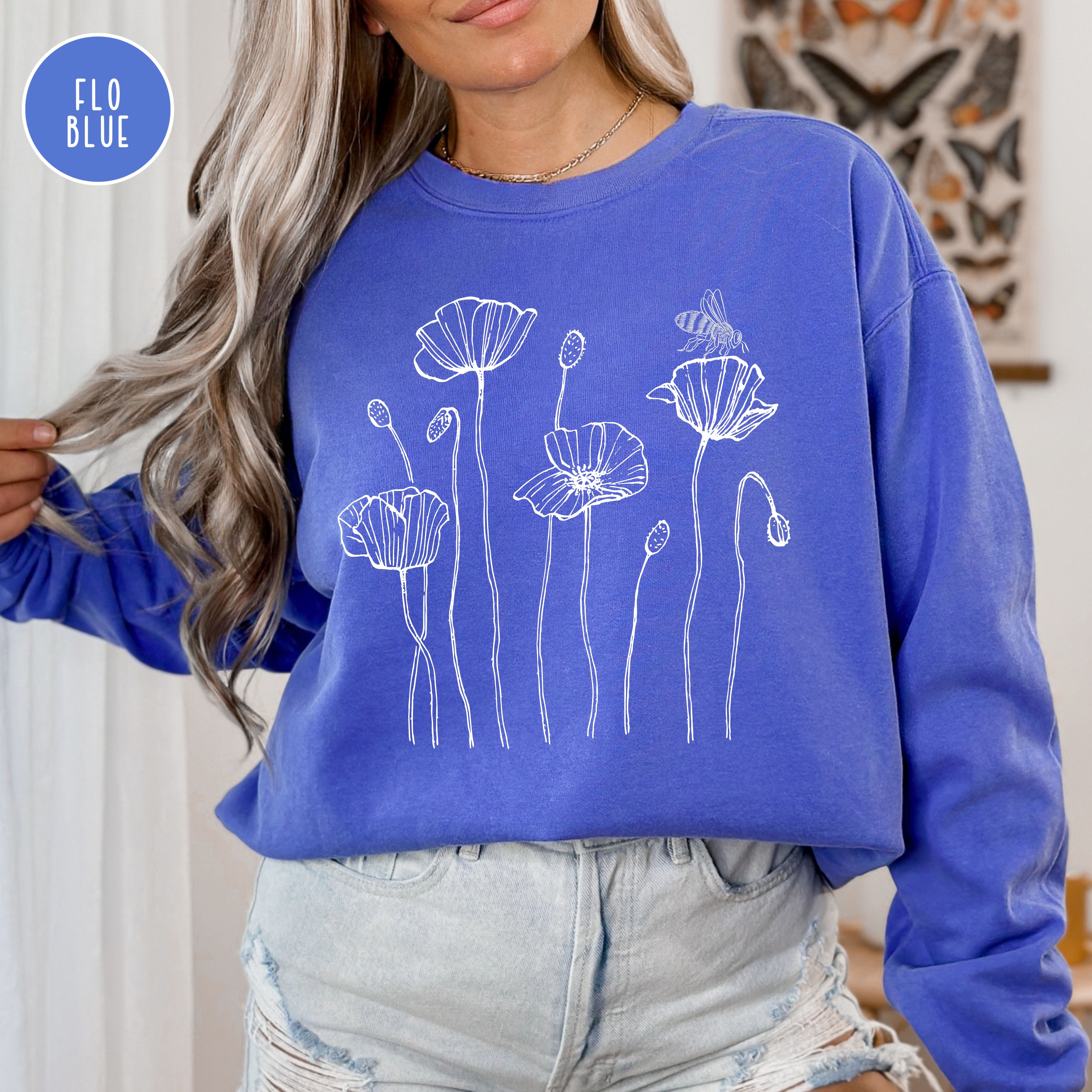 Poppy Flowers Honeybee Comfort Colors® Sweatshirt