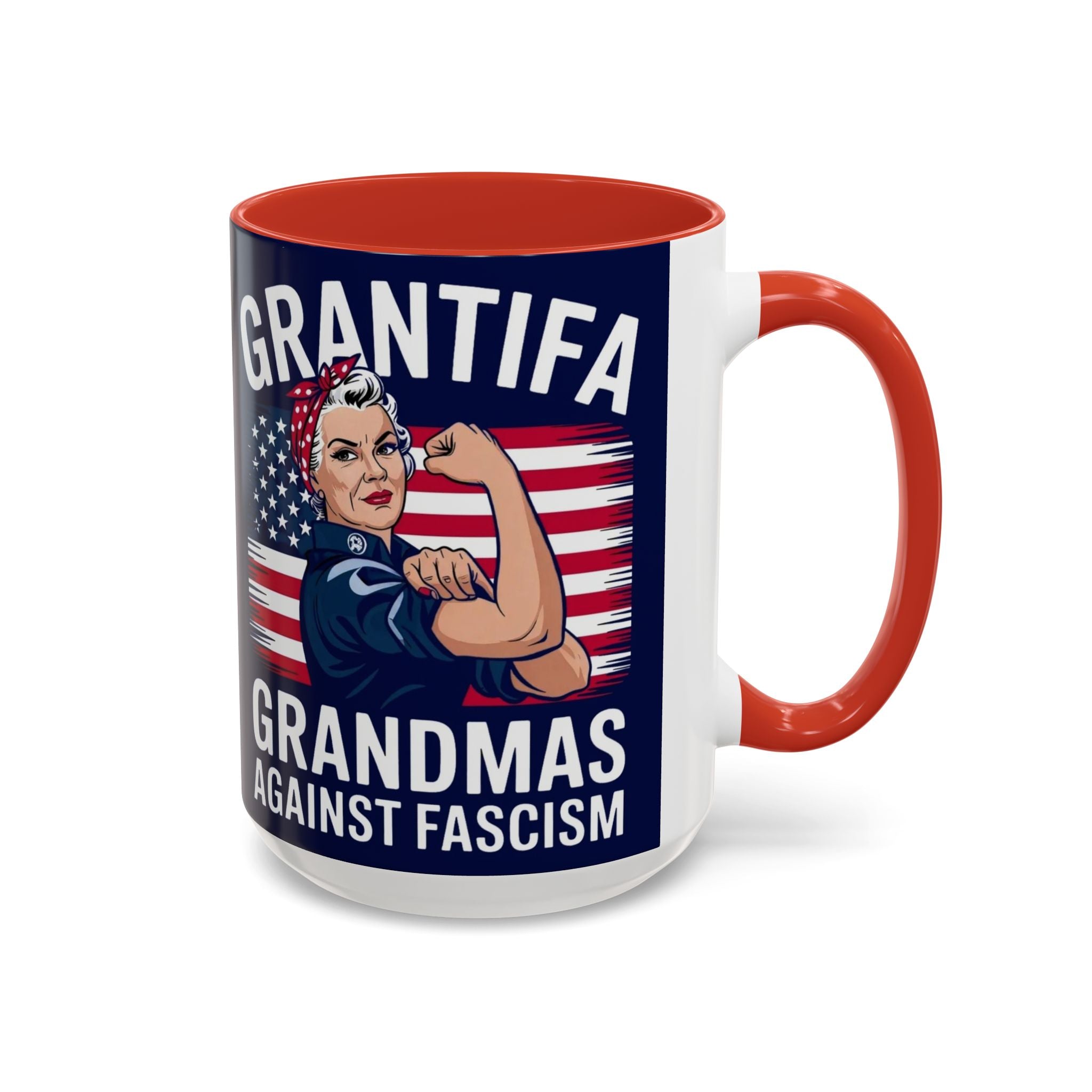 Grantifa Grandmas Against Fascism 15oz Ceramic 2-Tone Mug Dishwasher & Microwave Safe