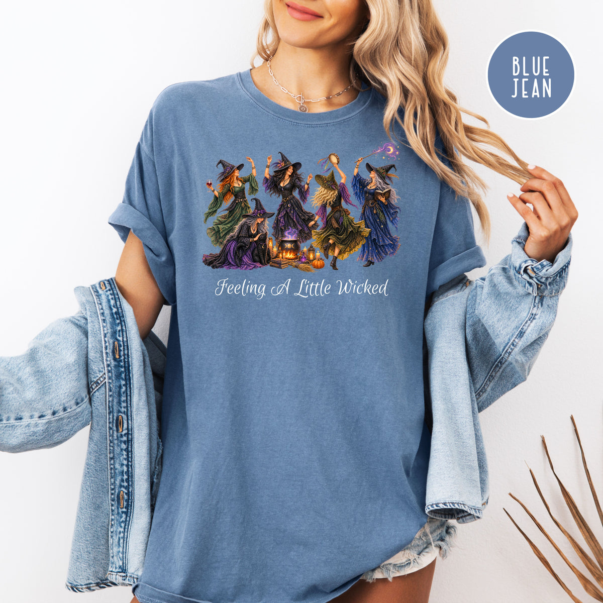 Funny Halloween Witches Comfort Colors TShirt, Feeling A Little Wicked Witches Dancing, Witches Halloween Gift Shirt, Halloween Party Gift