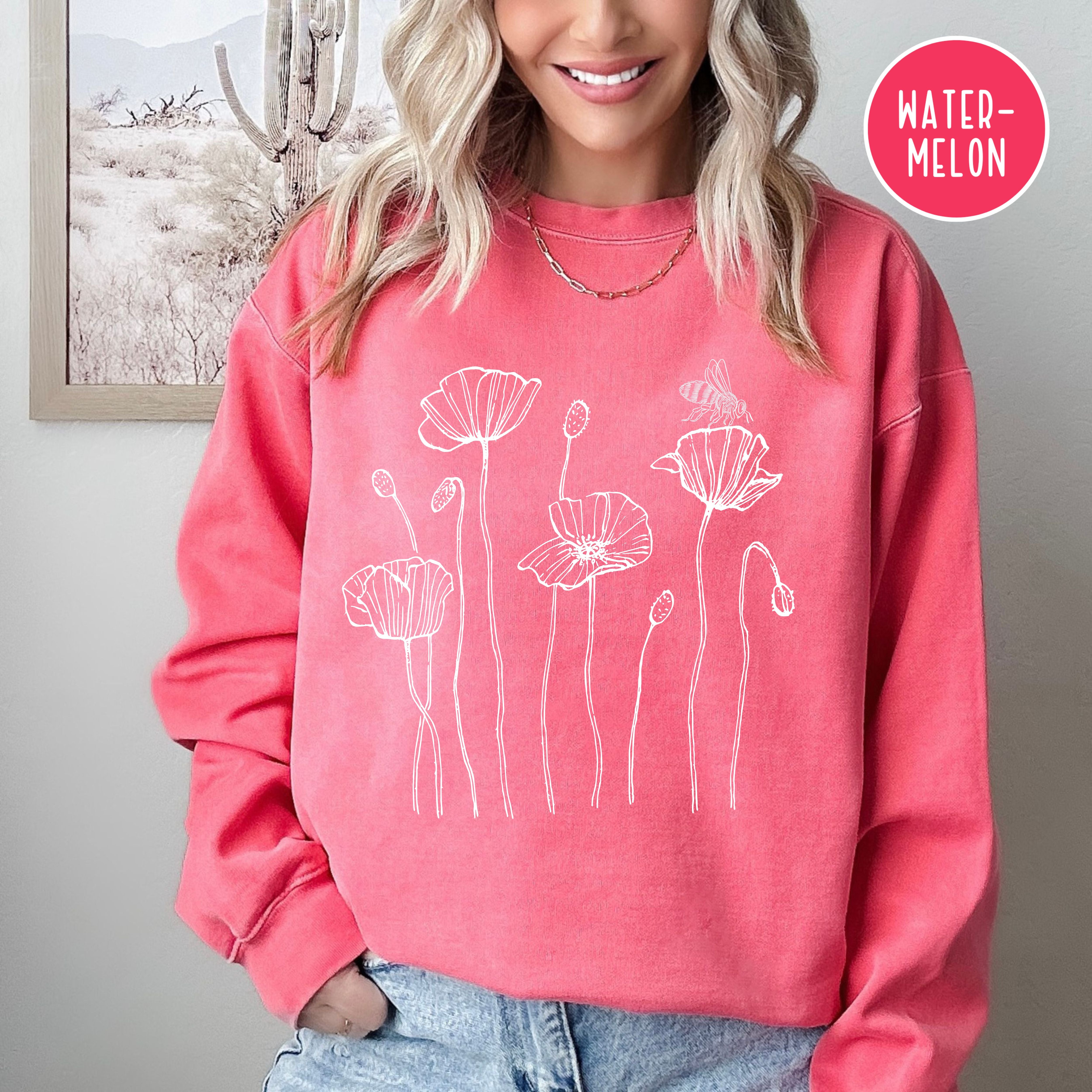Poppy Flowers Honeybee Comfort Colors® Sweatshirt