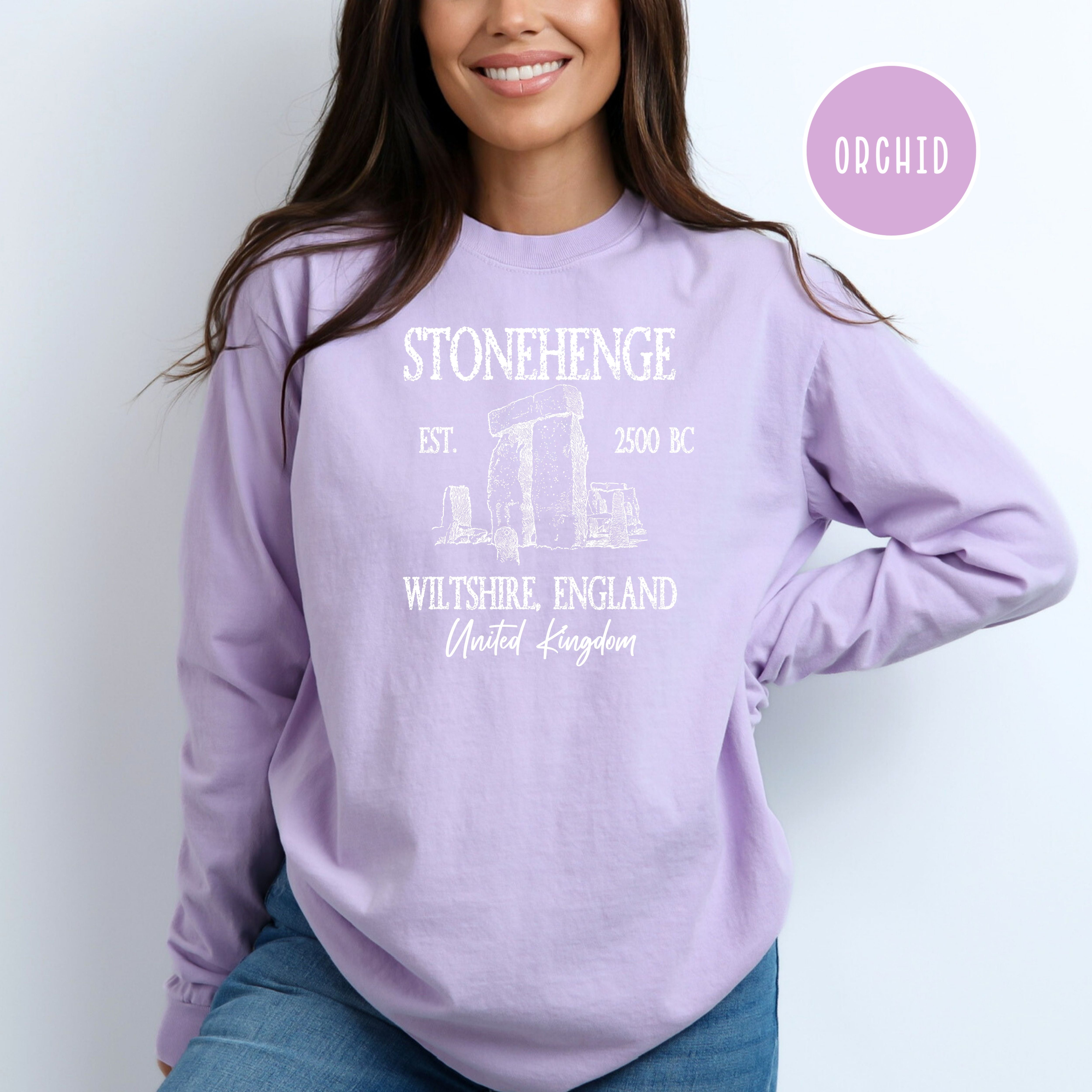Stonehenge England Grunge Comfort Colors Long Sleeve Tee