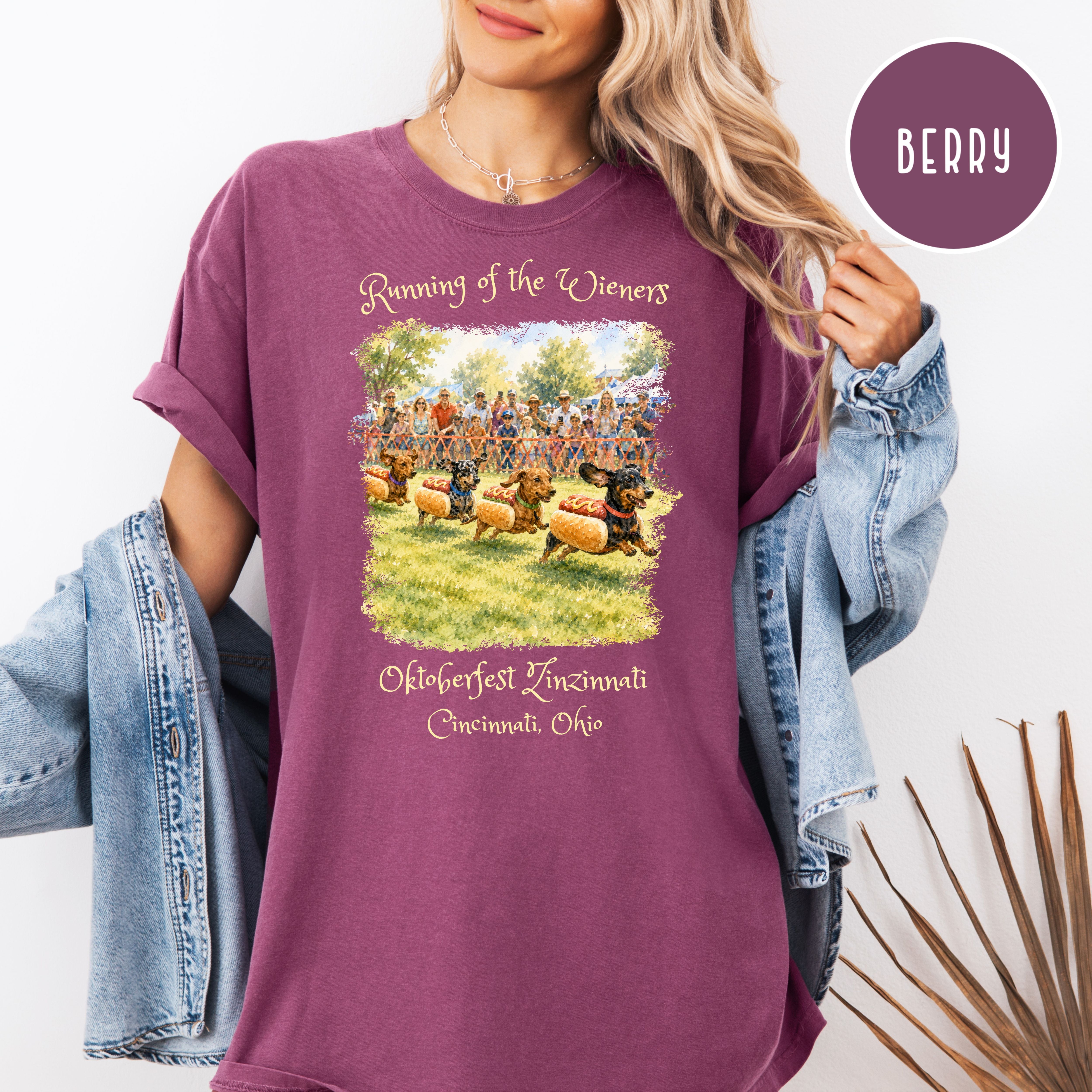 Running of the Wiener Dogs Cincinnati Unisex Comfort Colors Oktoberfest TShirt, Ohio Vacation Gift, Ohio Octoberfest, Oktoberfest Zinzinnati
