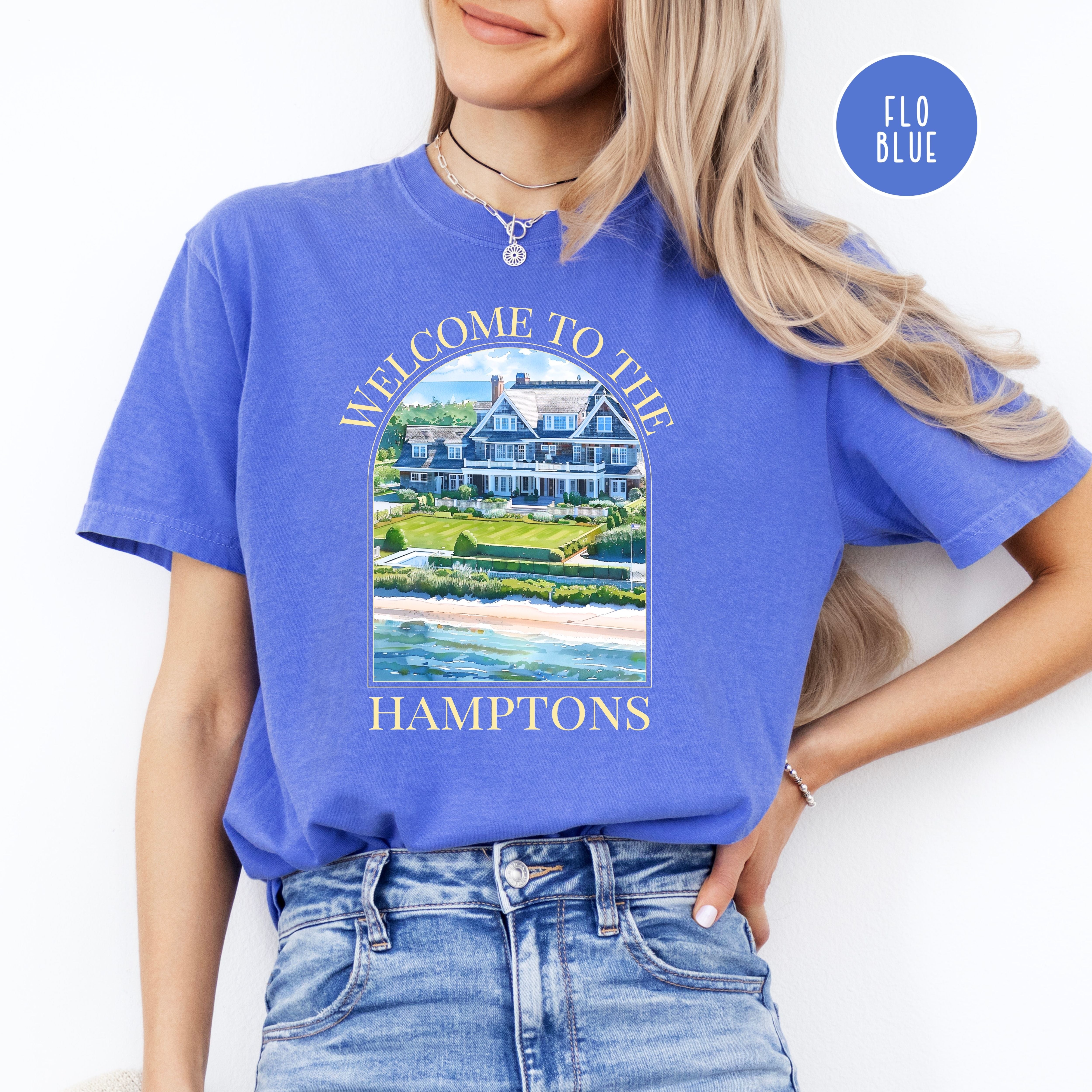 Hamptons Watercolor Coastal Home Comfort Colors Adult Unisex Gift Tee Shirt