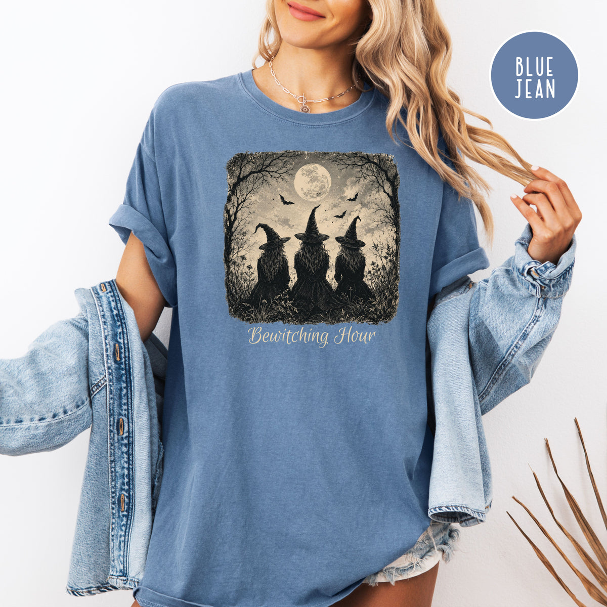 Bewitching Hour Halloween Comfort Colors T-Shirt, Witches in Moonlight Halloween Tee, Halloween Gift, Halloween Party Shirt, Witches Shirt