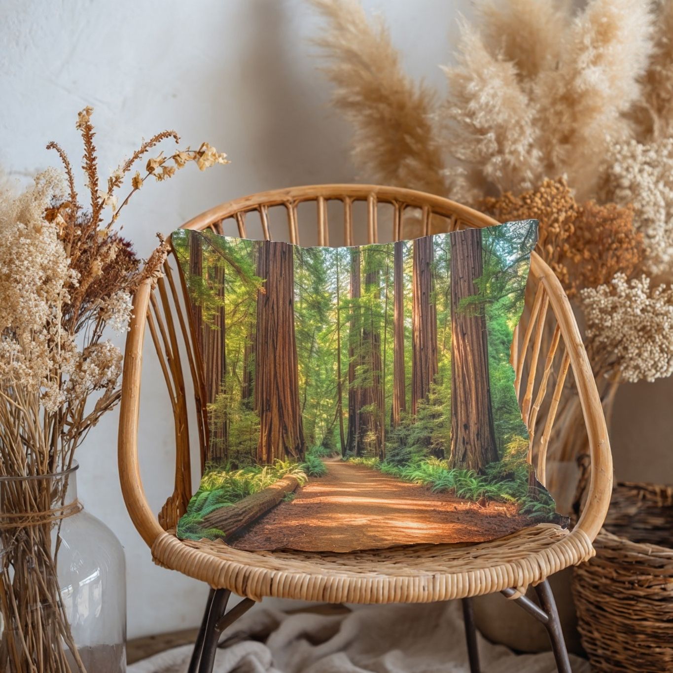 Redwood Trees Decorative Throw Pillows, Design Front & Back