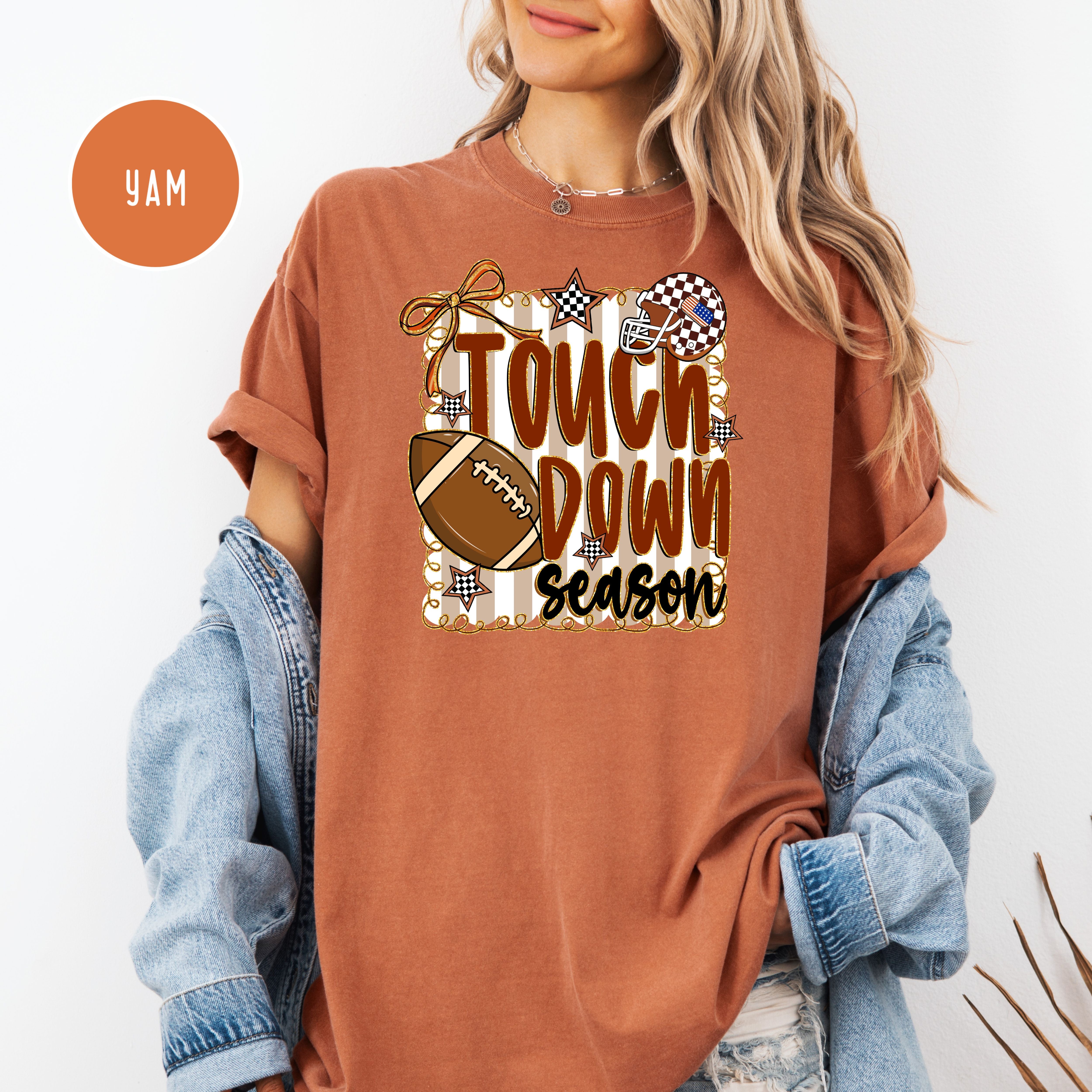 Touch Down Season Comfort Colors Football Game Day Shirt