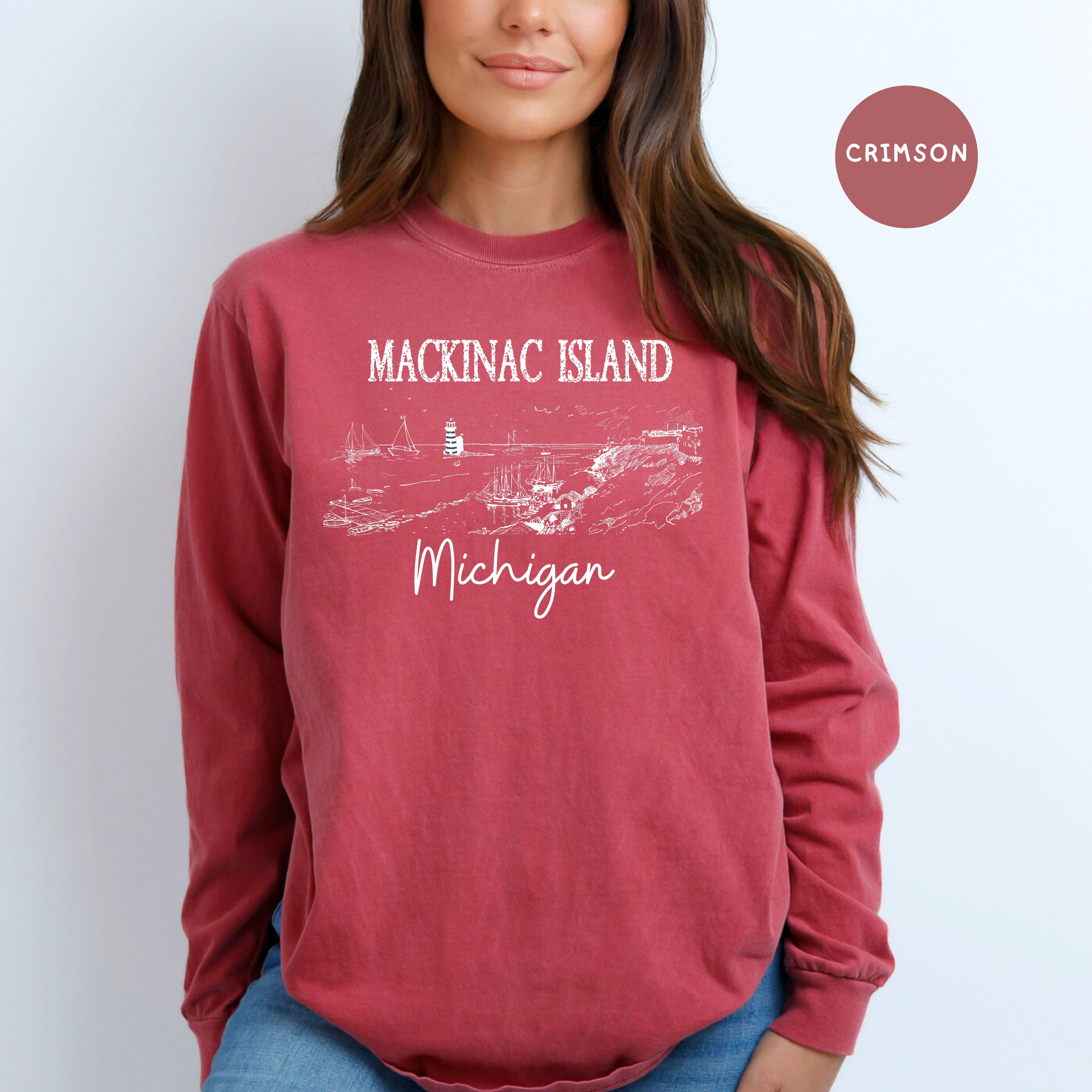 Mackinac Island Michigan Grunge Style Comfort Colors® Long Sleeve Tee