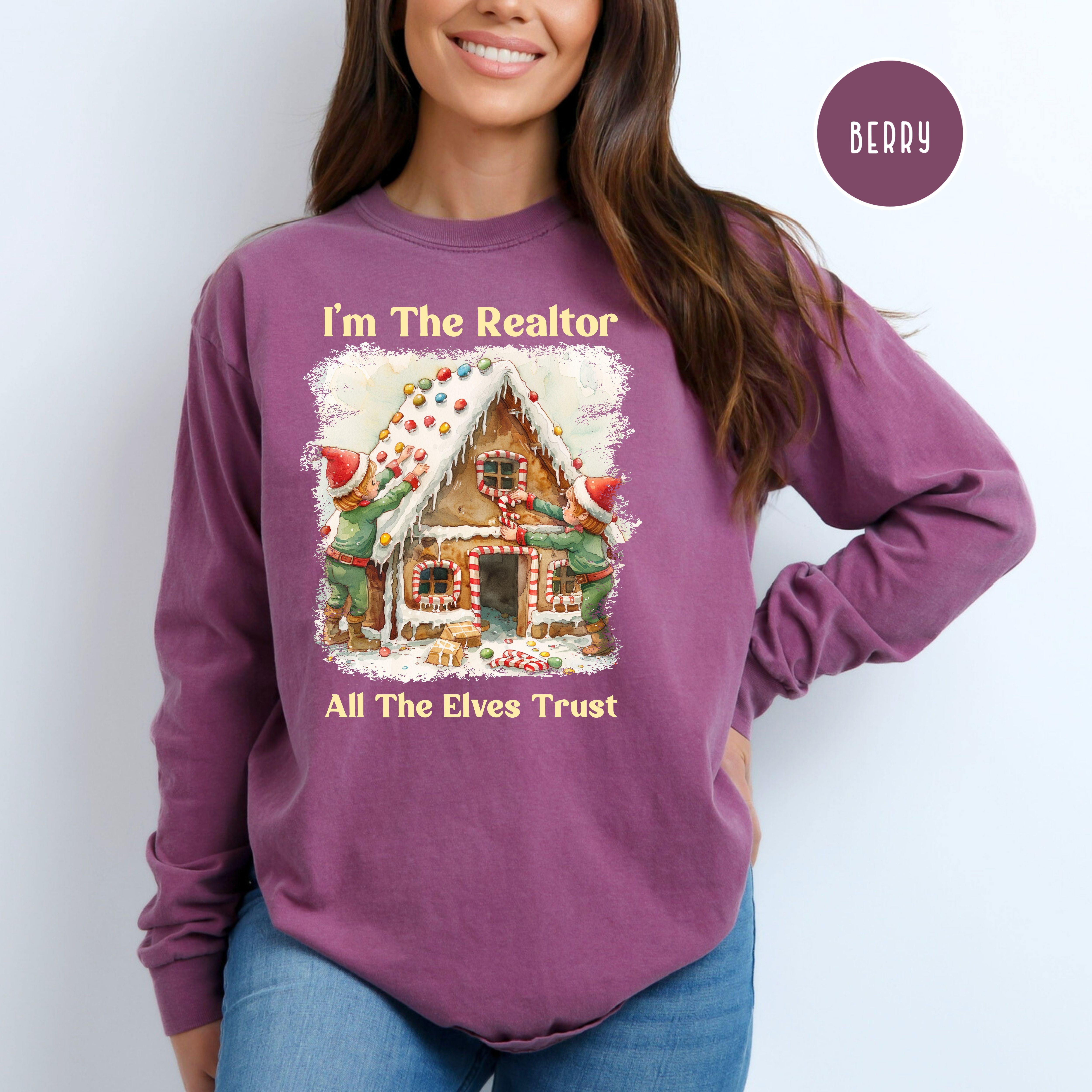 Funny Christmas Real Estate Agent Unisex Comfort Colors Long Sleeve Shirt