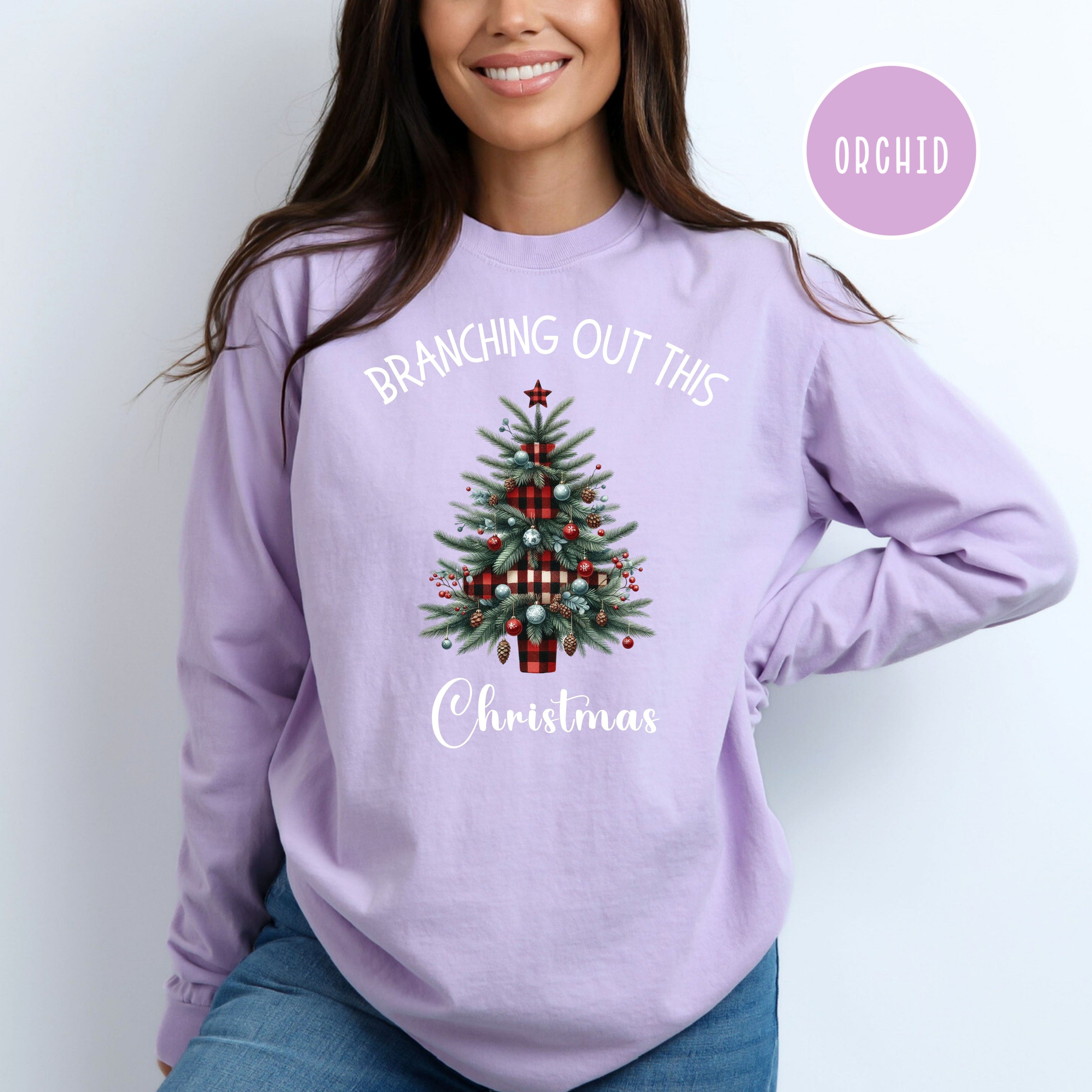 Branching Out This Christmas Funny Christmas Tree Comfort Colors® Long Sleeve Tee
