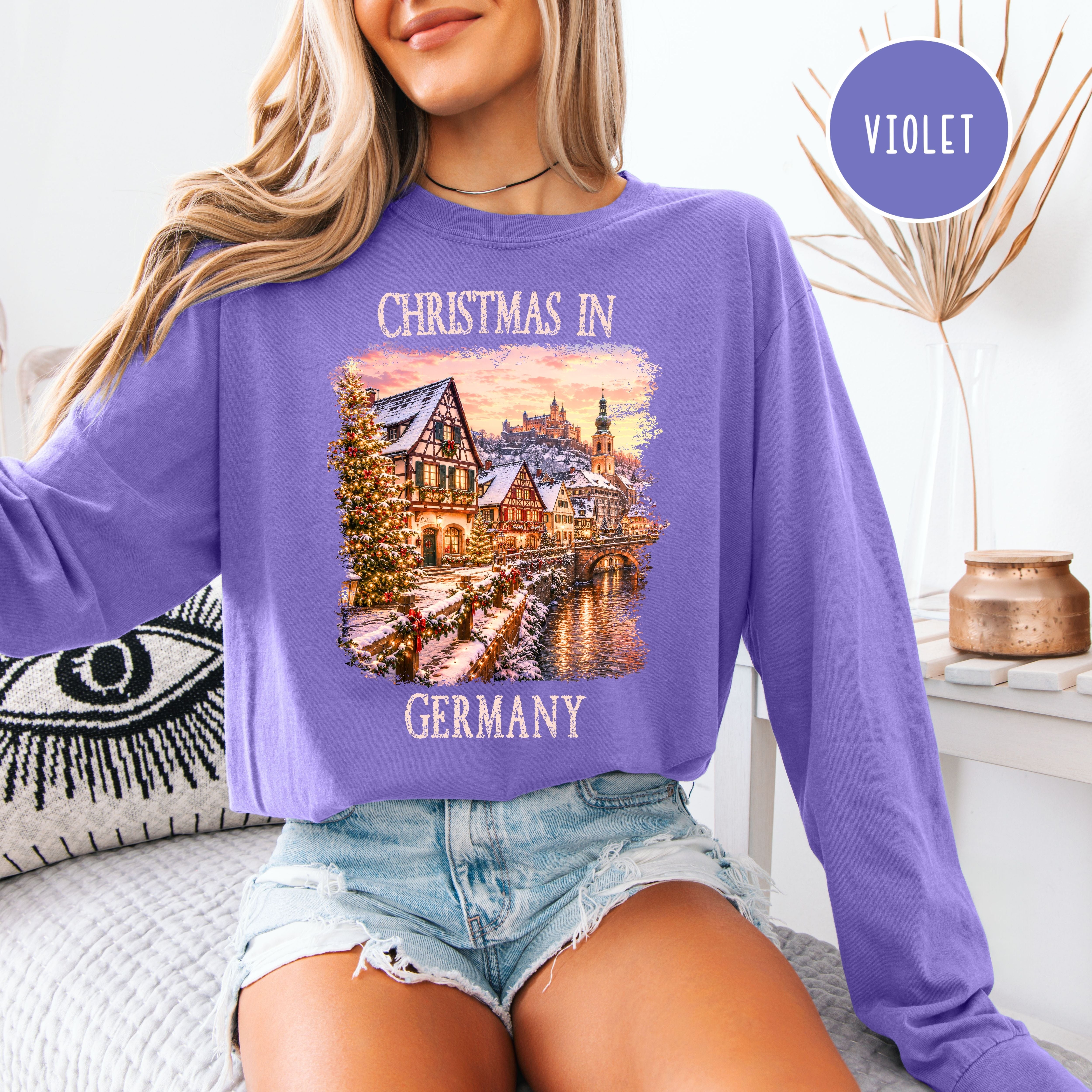 Christmas In Germany Long Sleeve Comfort Color Christmas Gift Shirt, Germany Vacation Long Sleeve T-Shirt, Germany Christmas Gift Shirt