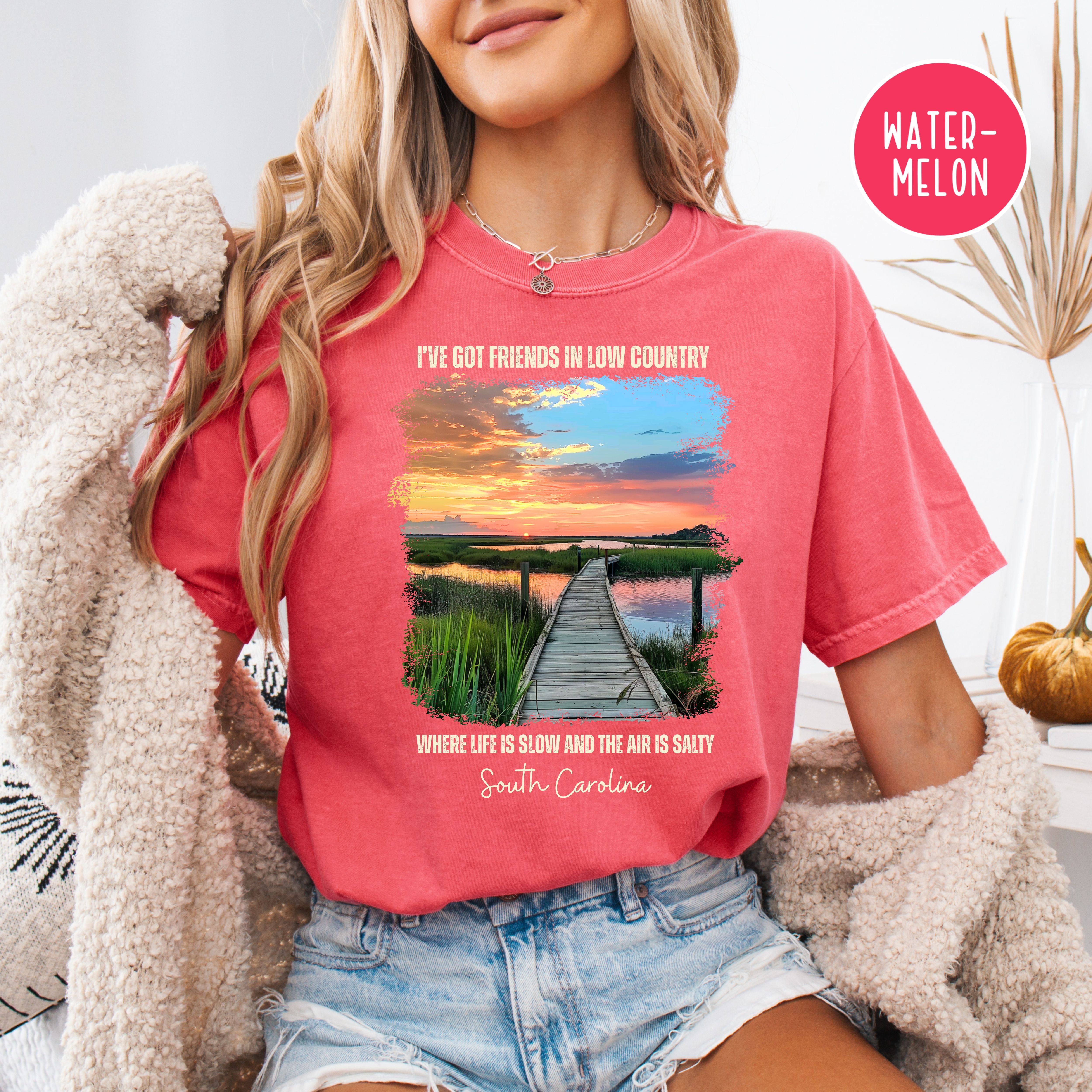 South Carolina Lowcountry Sunset Comfort Colors Tee