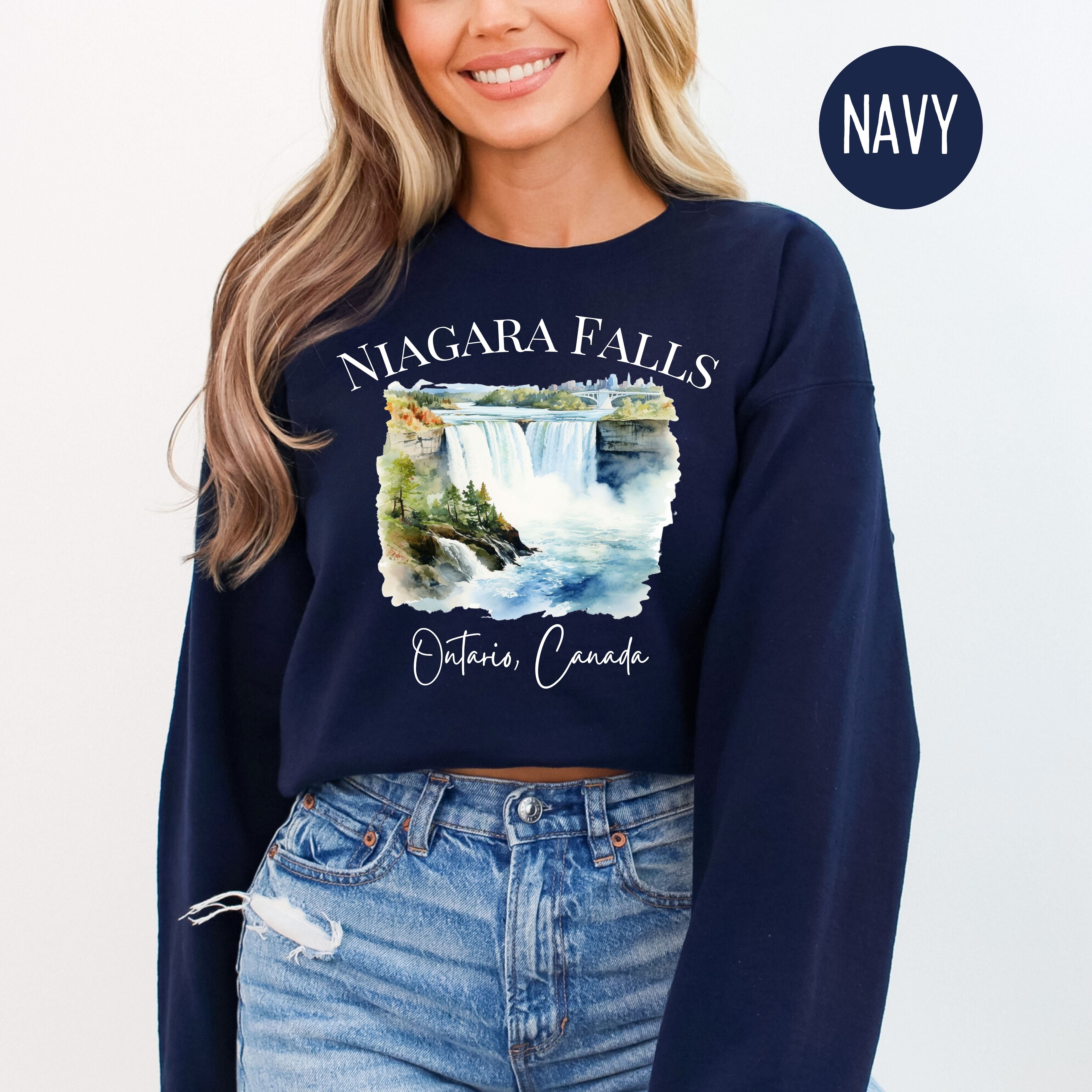 Niagara Falls Waterfall Ontario Canada Adult Unisex Crewneck Sweatshirt