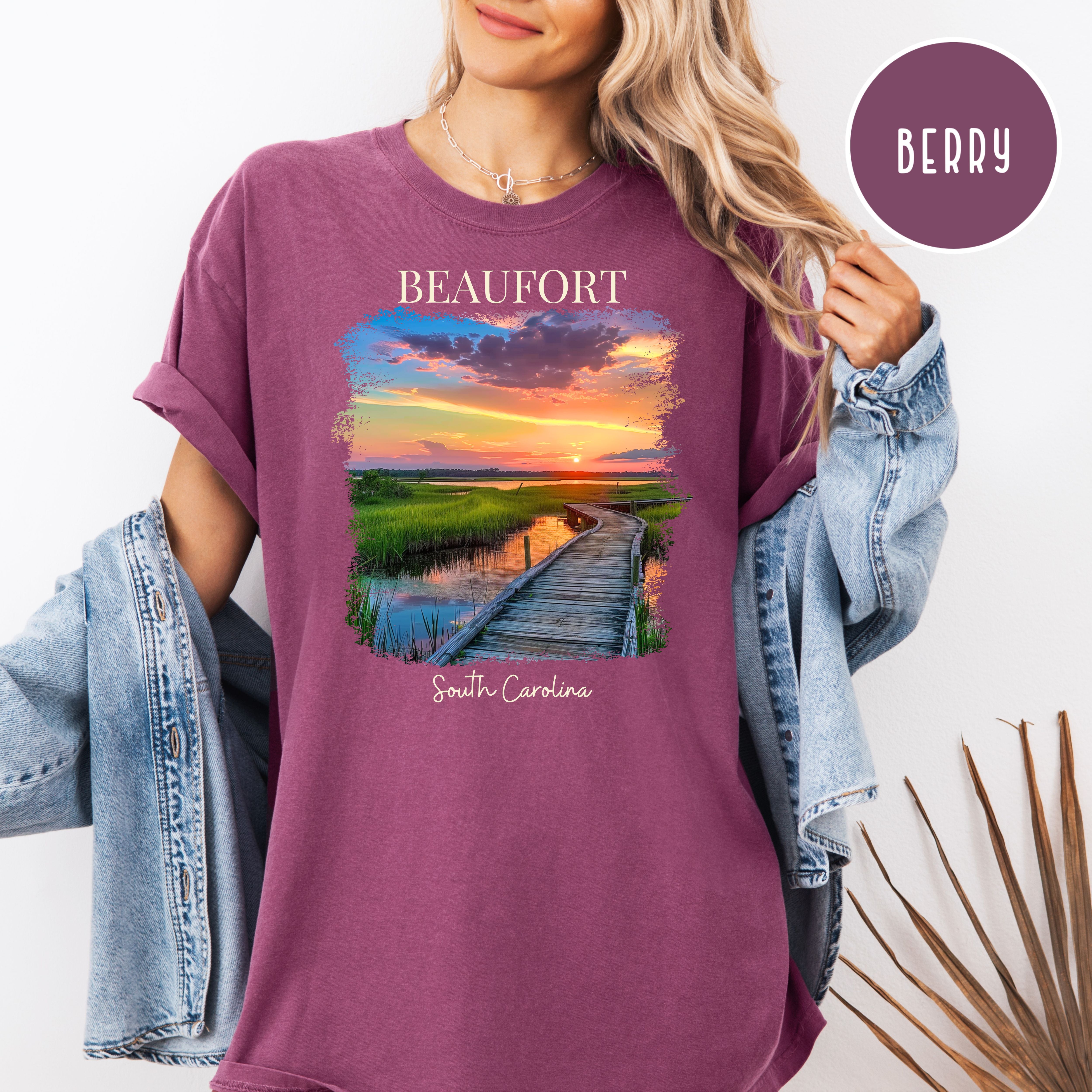 Beaufort South Carolina Sunset Comfort Colors Tee