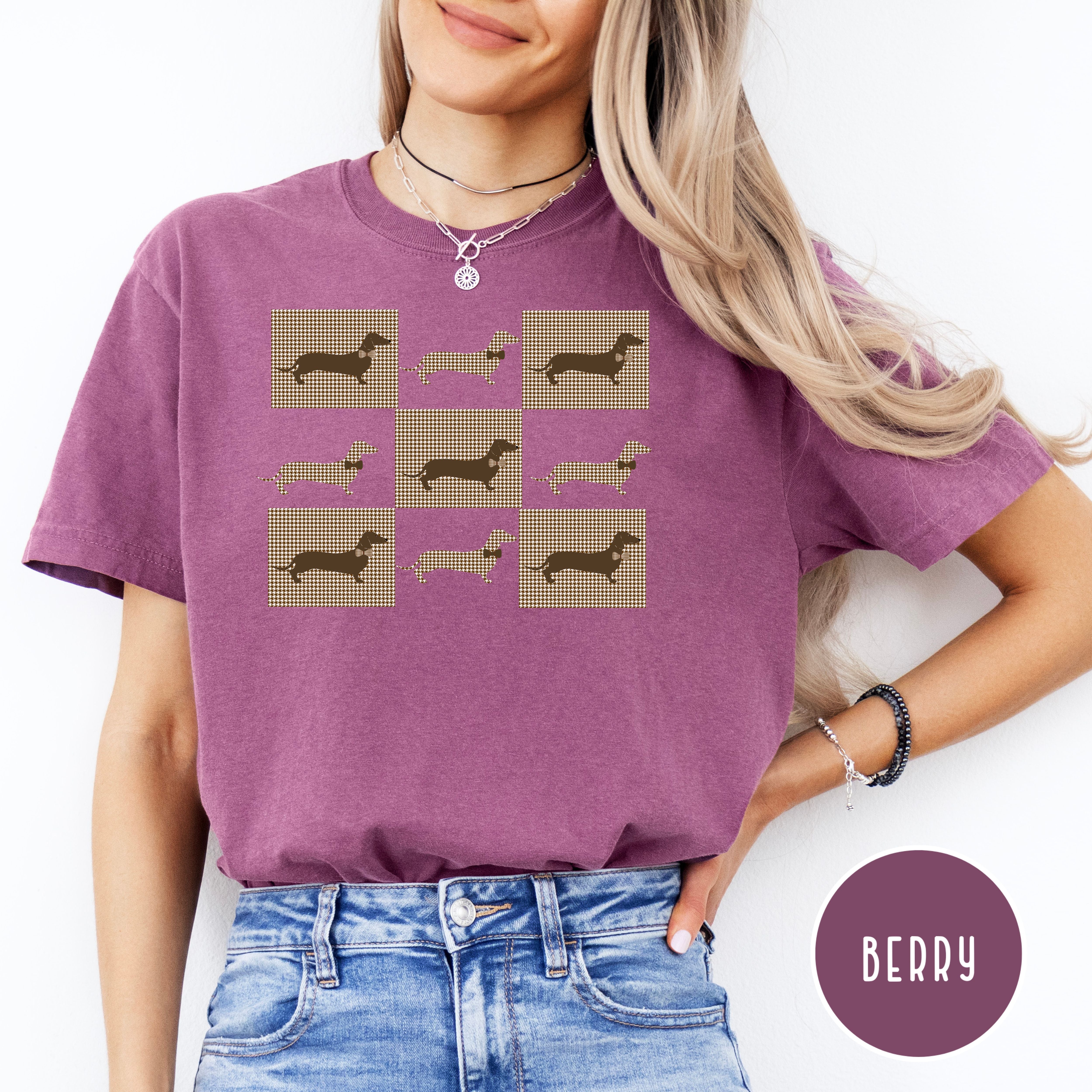 Dachshund Houndstooth, Wiener Dog Lover Comfort Colors® Tee