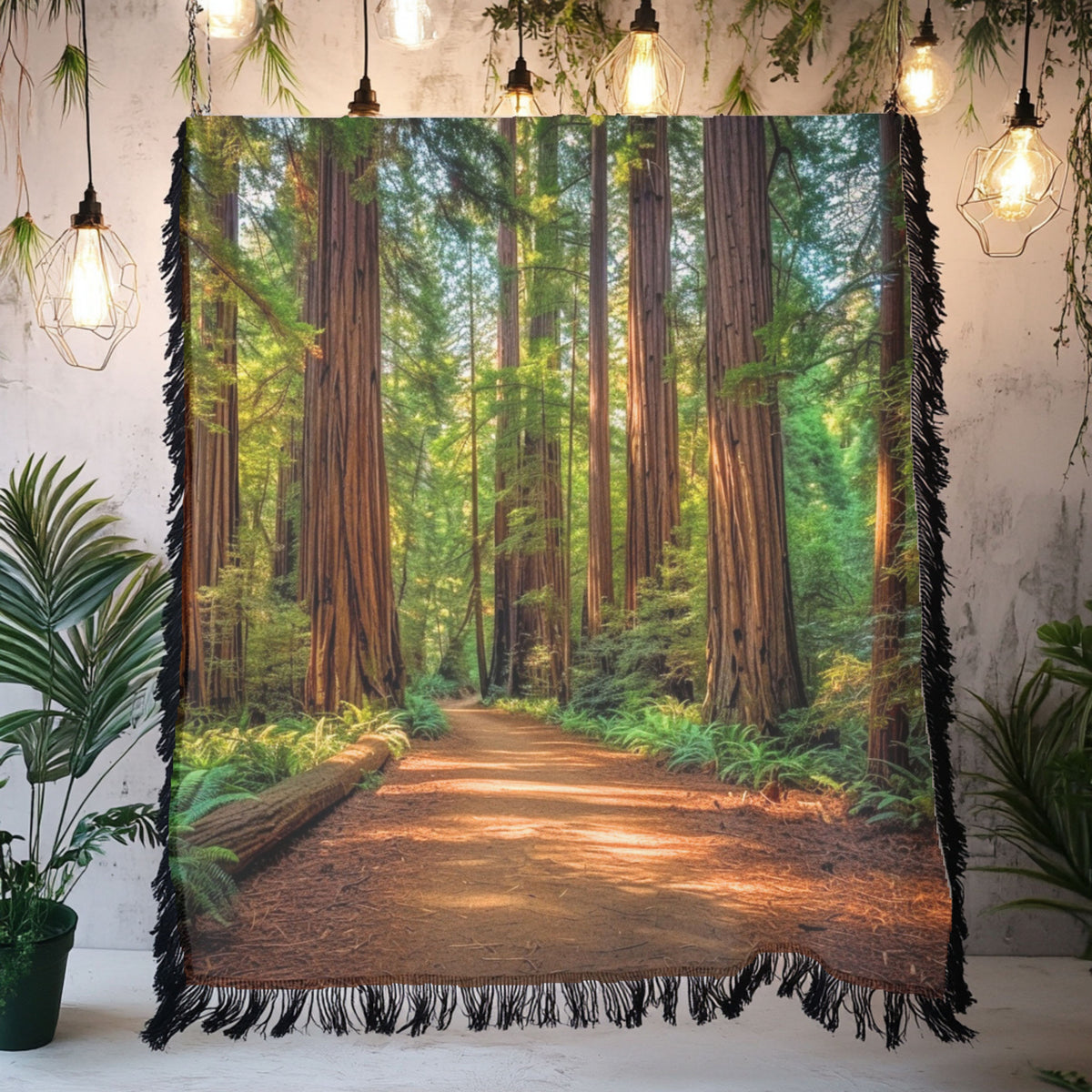 California Giant Redwood Trees Woven Throw Blanket