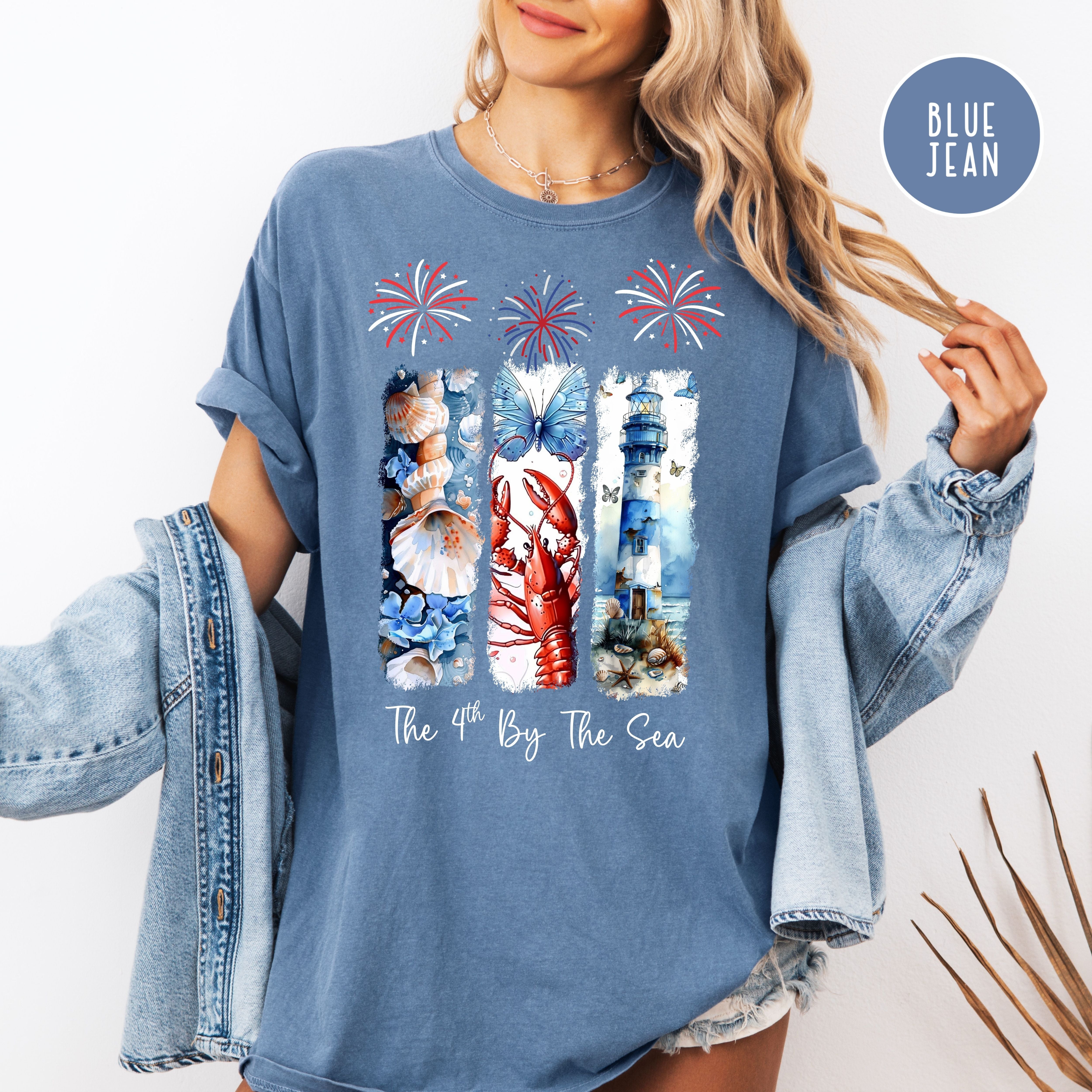 4th of July by The Sea Comfort Colors Independence Day Ocean Vacation Shirt