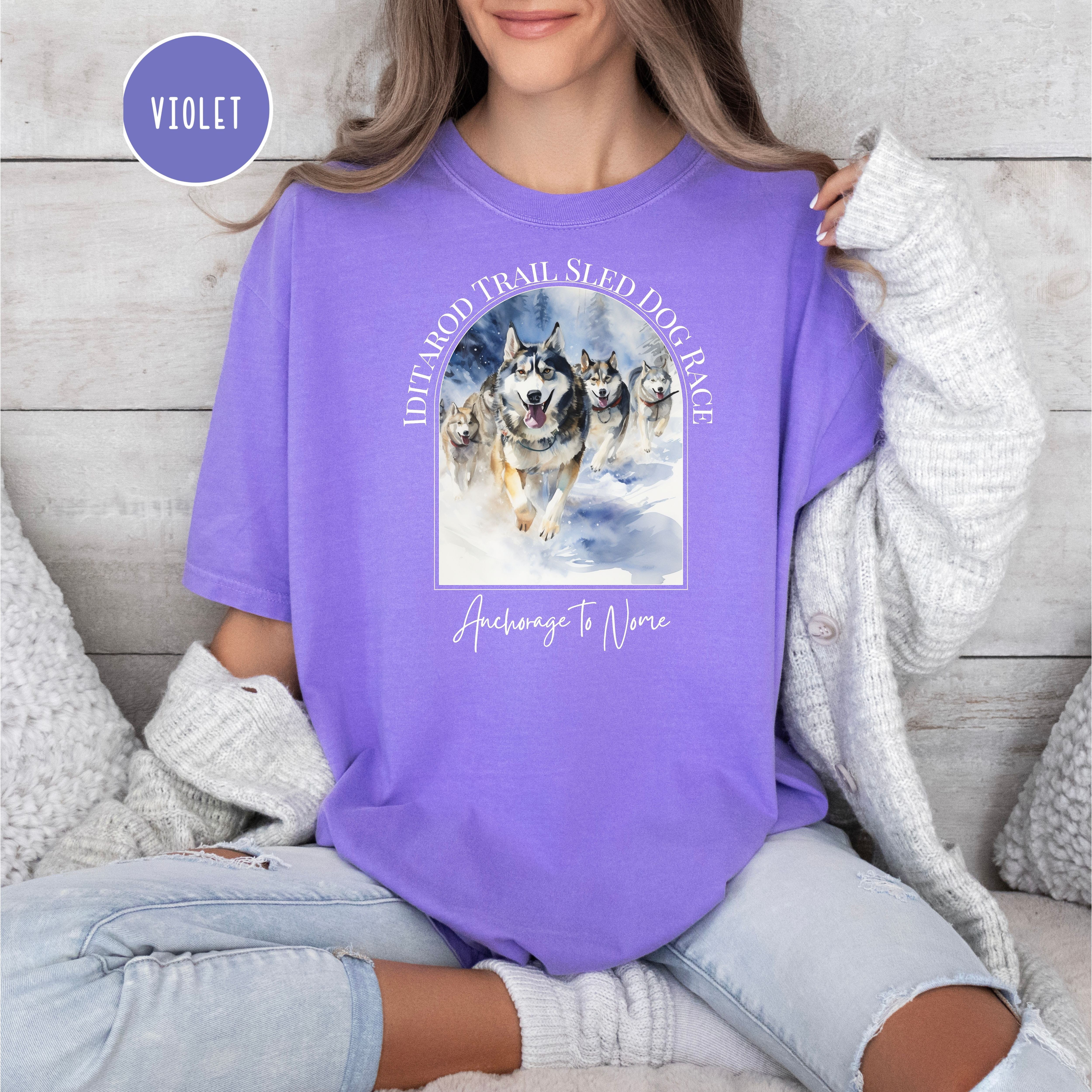 Iditarod Dog Race Comfort Colors T-Shirt, Alaskan Huskies Shirt