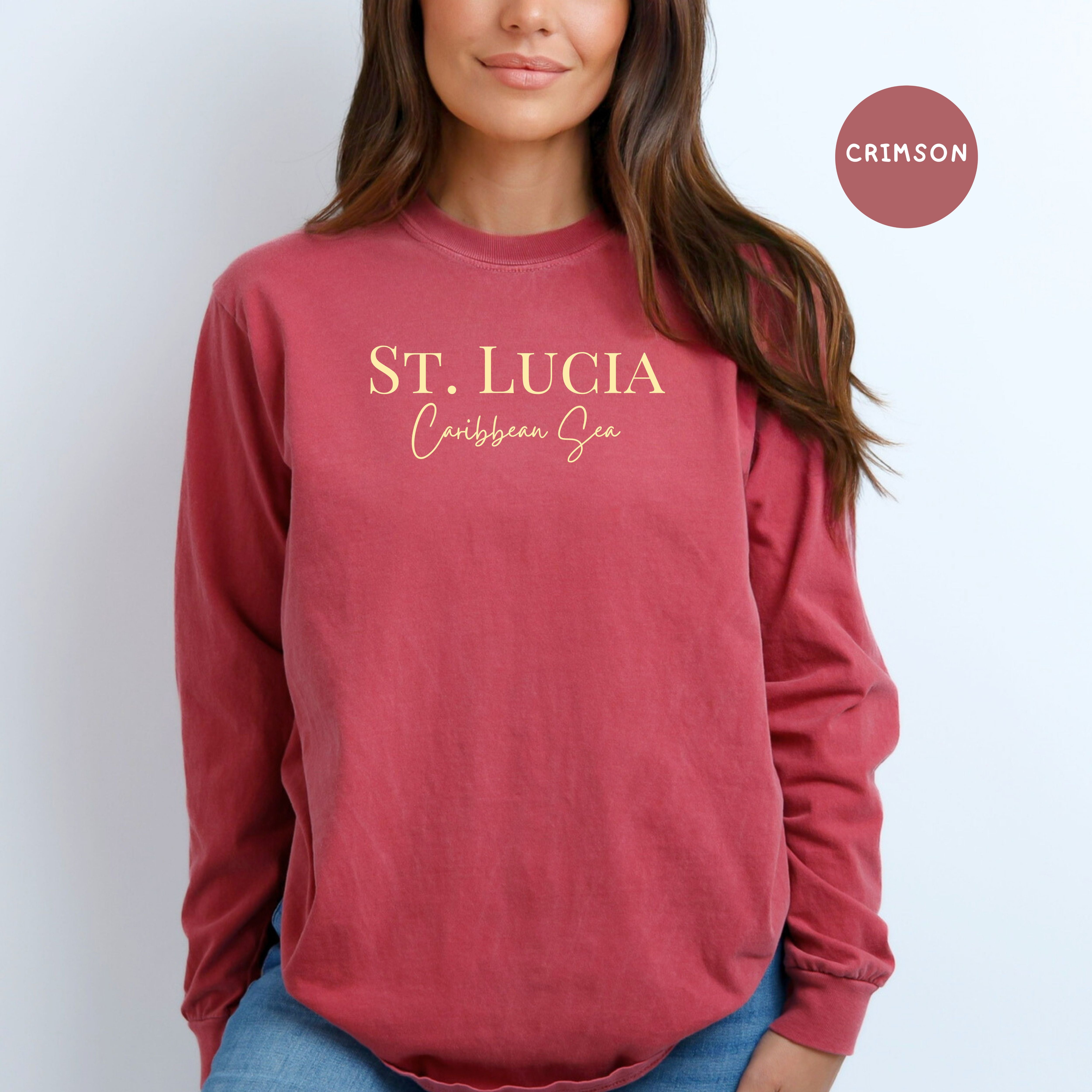 Saint Lucia Caribbean Sea Minimalist Style Comfort Colors® Long Sleeve Tee