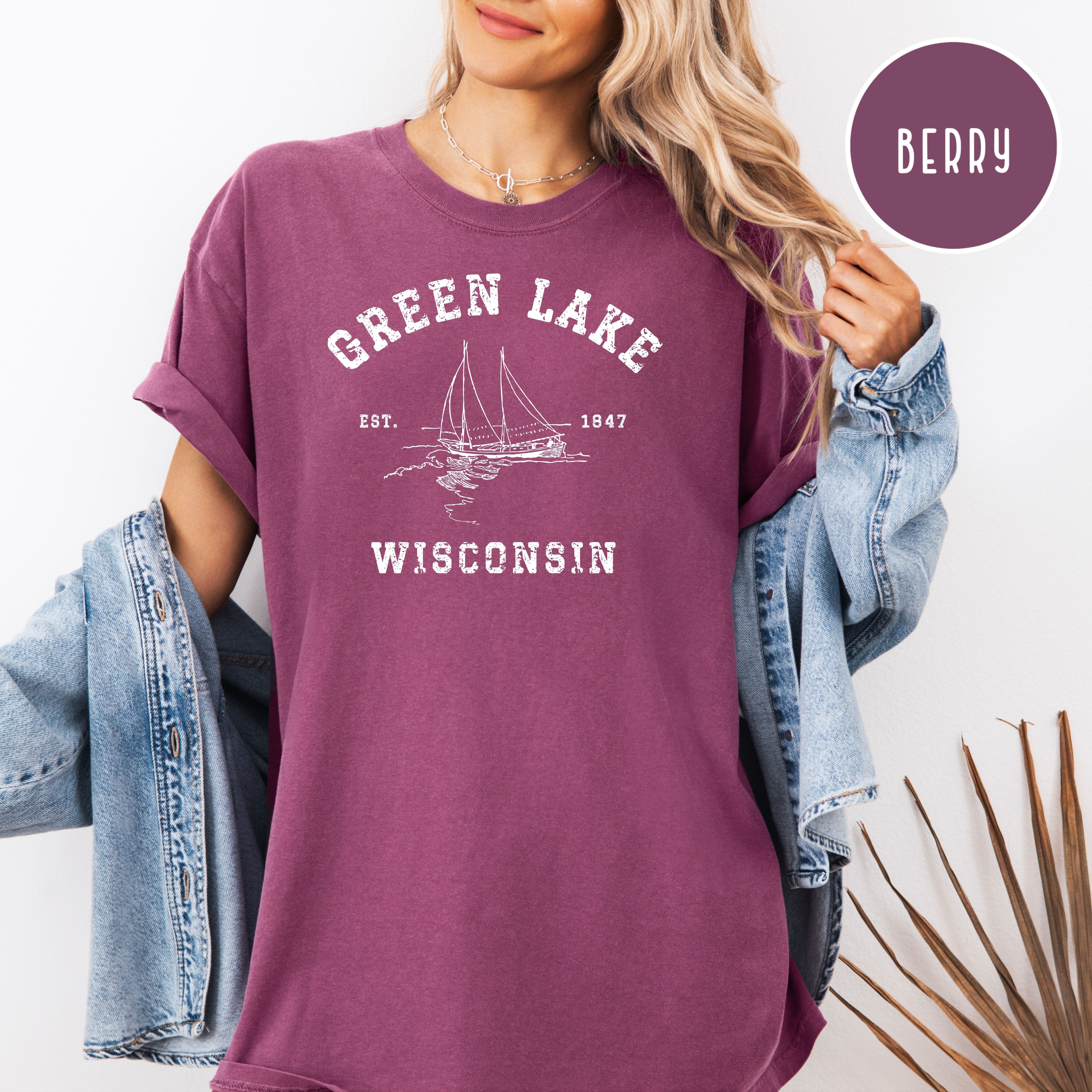 Green Lake Wisconsin Unisex Comfort Colors Camping T-Shirt, Green Lake Wisconsin Vacation Gift Shirt, Green Lake Tee, Wisconsin Tee Shirt