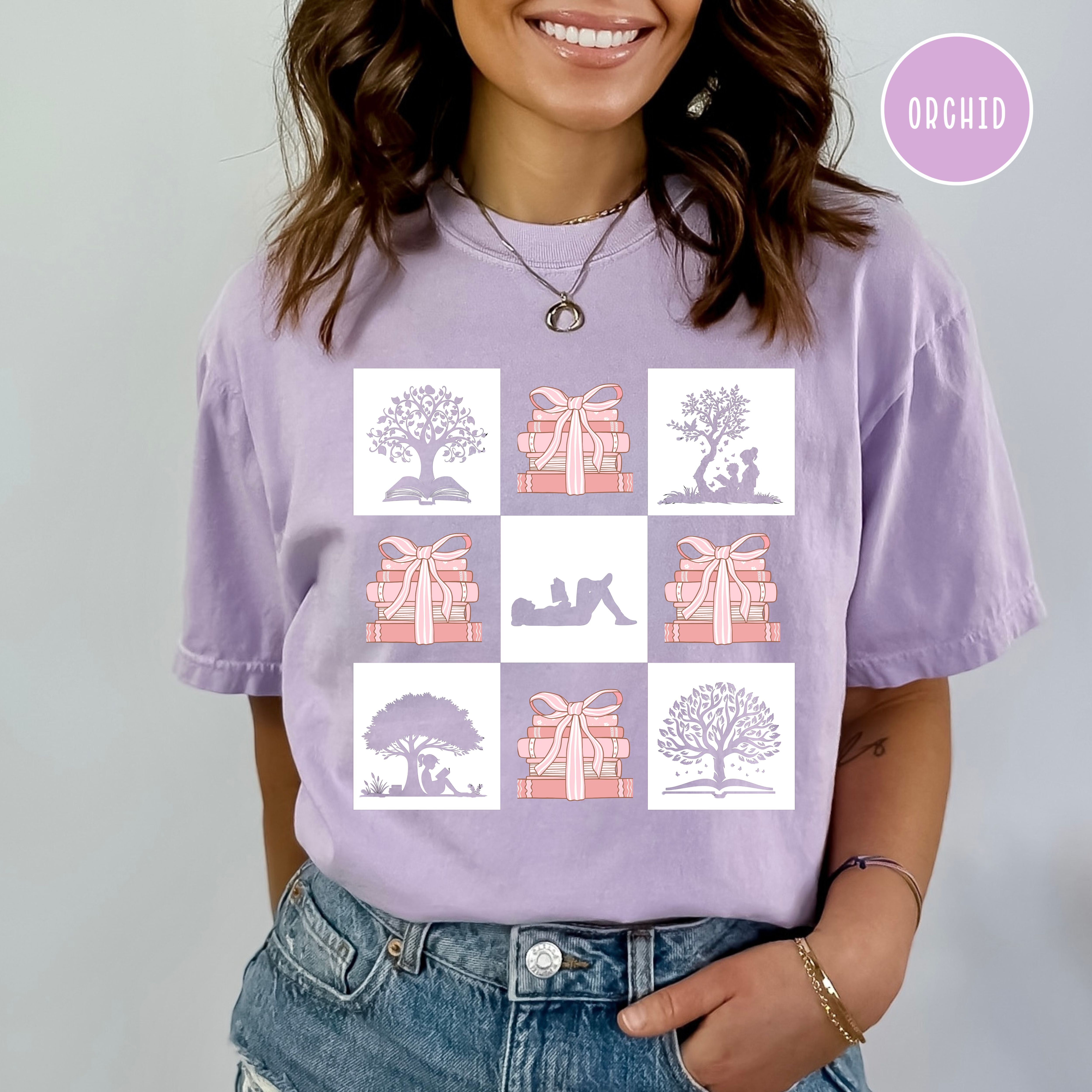 Coquette Books and Bows Reading Shirt For Book Lover, Comfort Colors Teacher Gift Tee