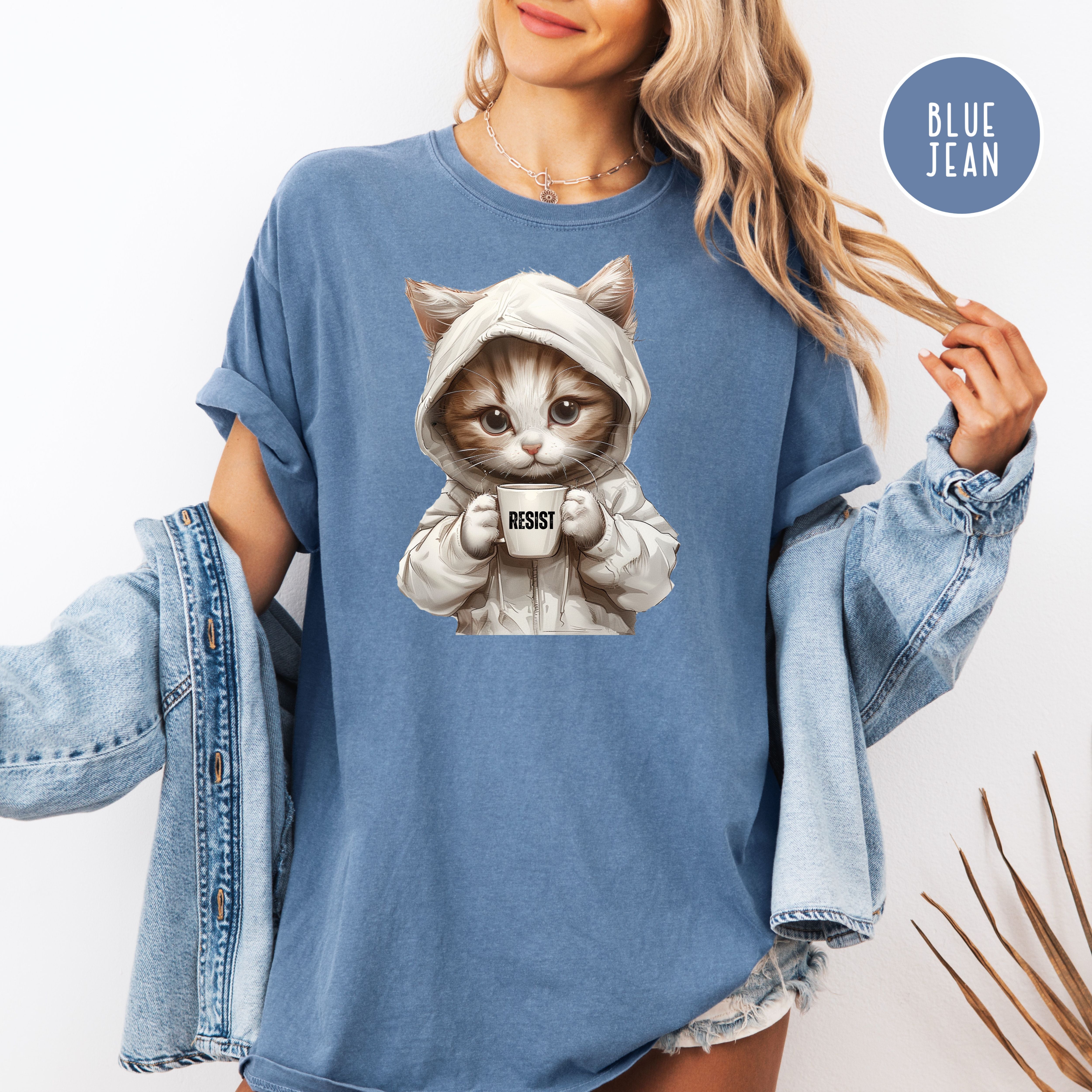 Anti-Trump cute Cat RESIST Protest Shirt, Resist Comfort Colors Political Democrat Gift Tee