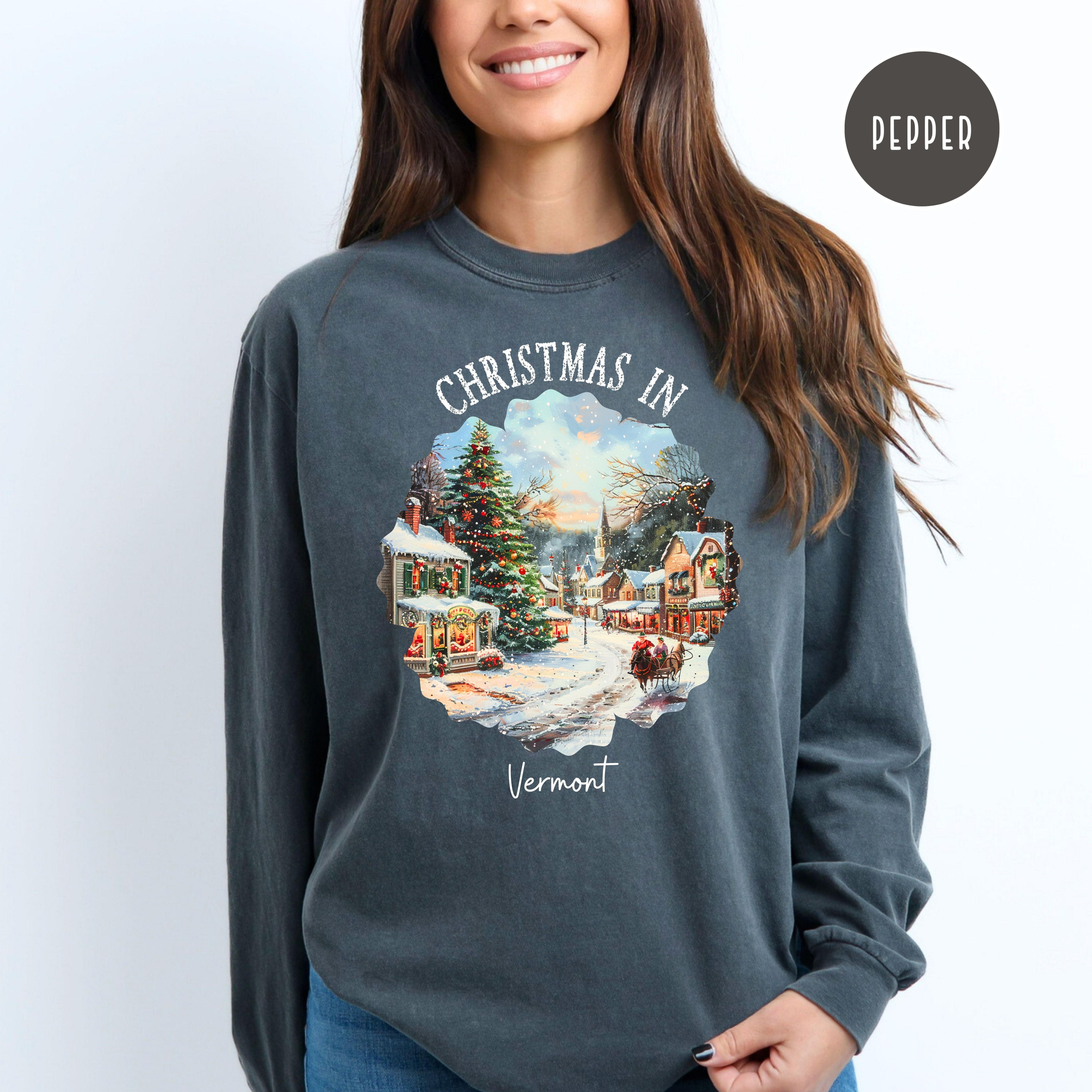 Christmas in Vermont Comfort Colors® Long Sleeve Tee