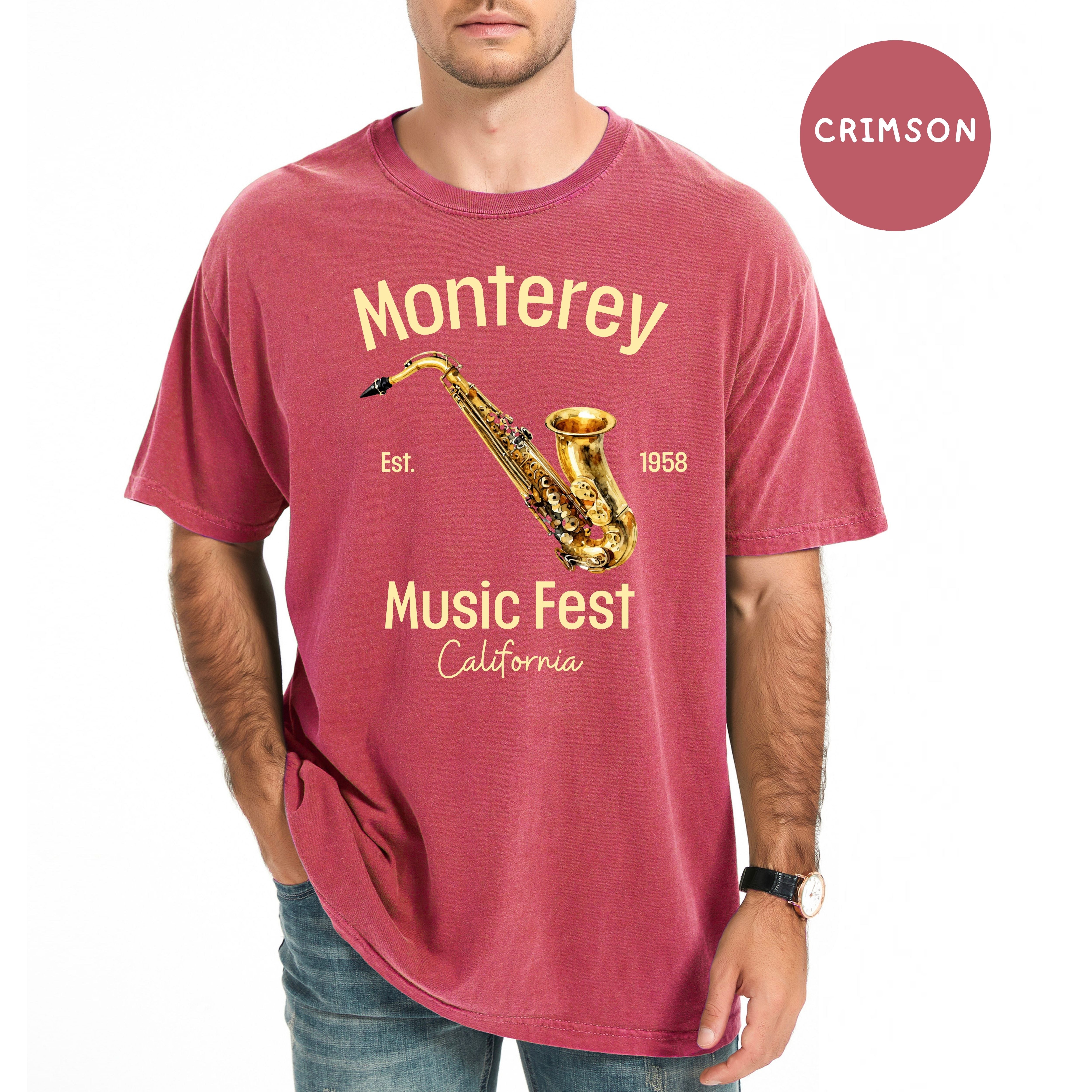Monterey California Music Fest Unisex Comfort Colors T-Shirt, Saxophone Player Shirt, Music Lover Gift, Monterey Vacation Gift Shirt
