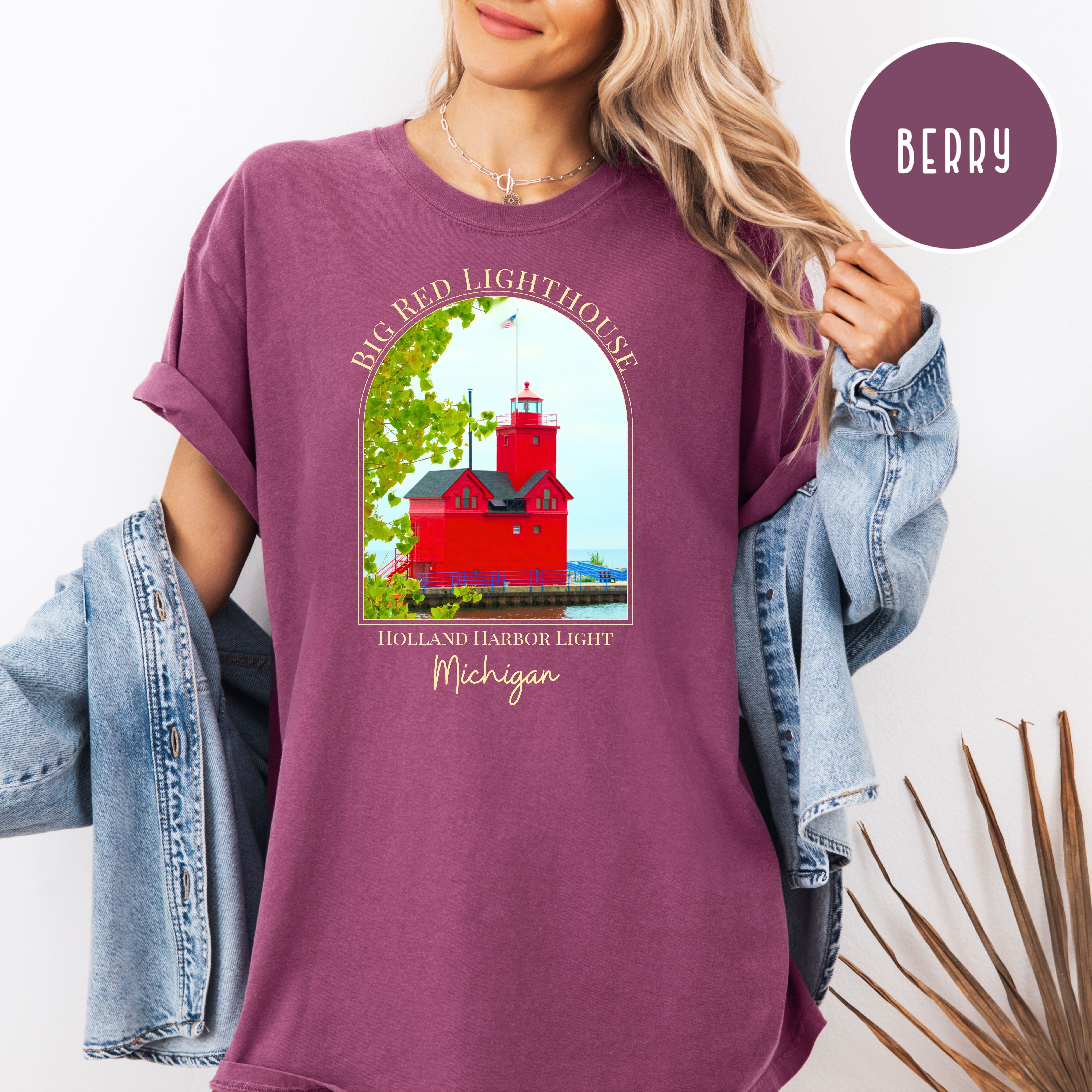 Big Red Lighthouse Michigan Comfort Colors Tee