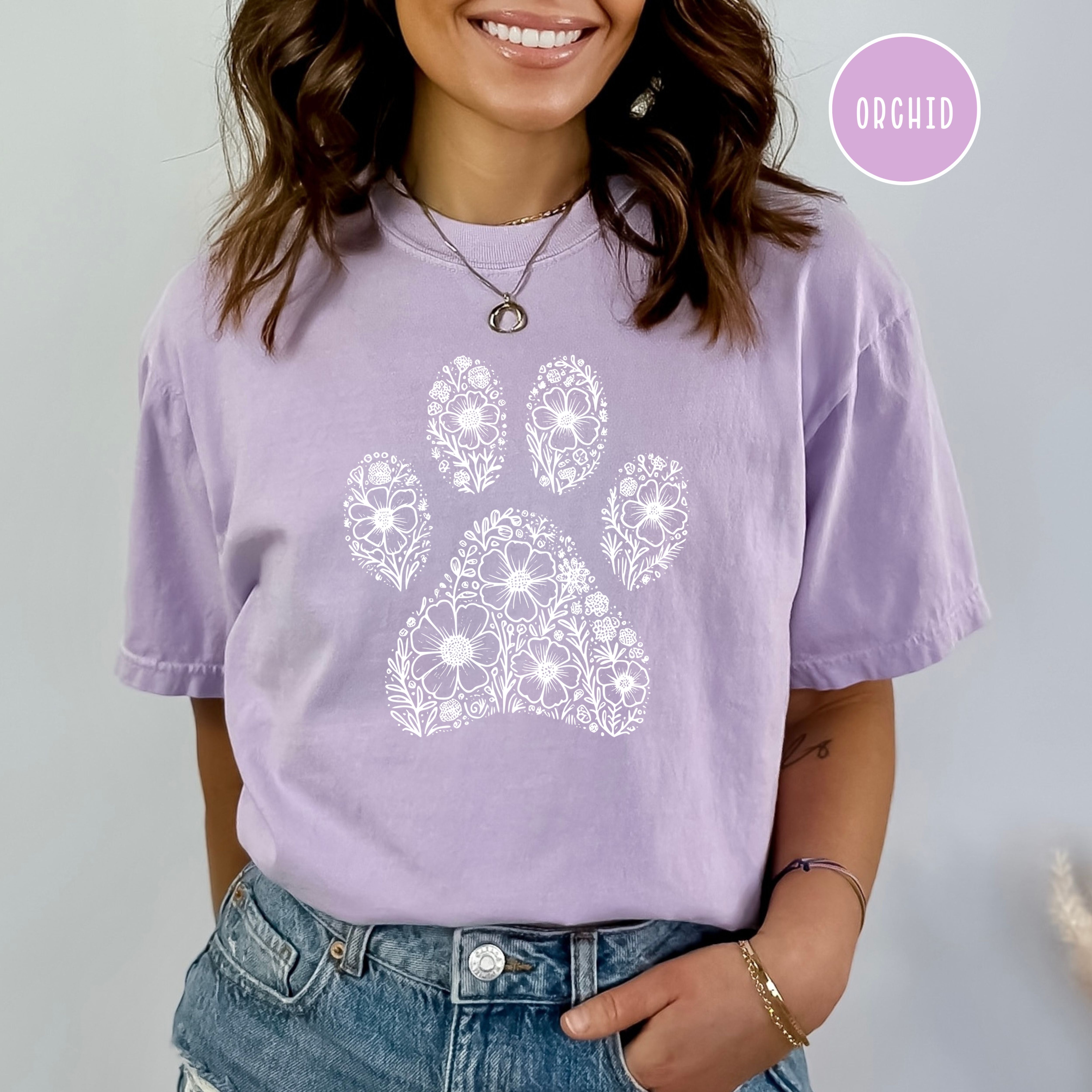 Dog Paw Daisy Flowers Comfort Colors® Tee