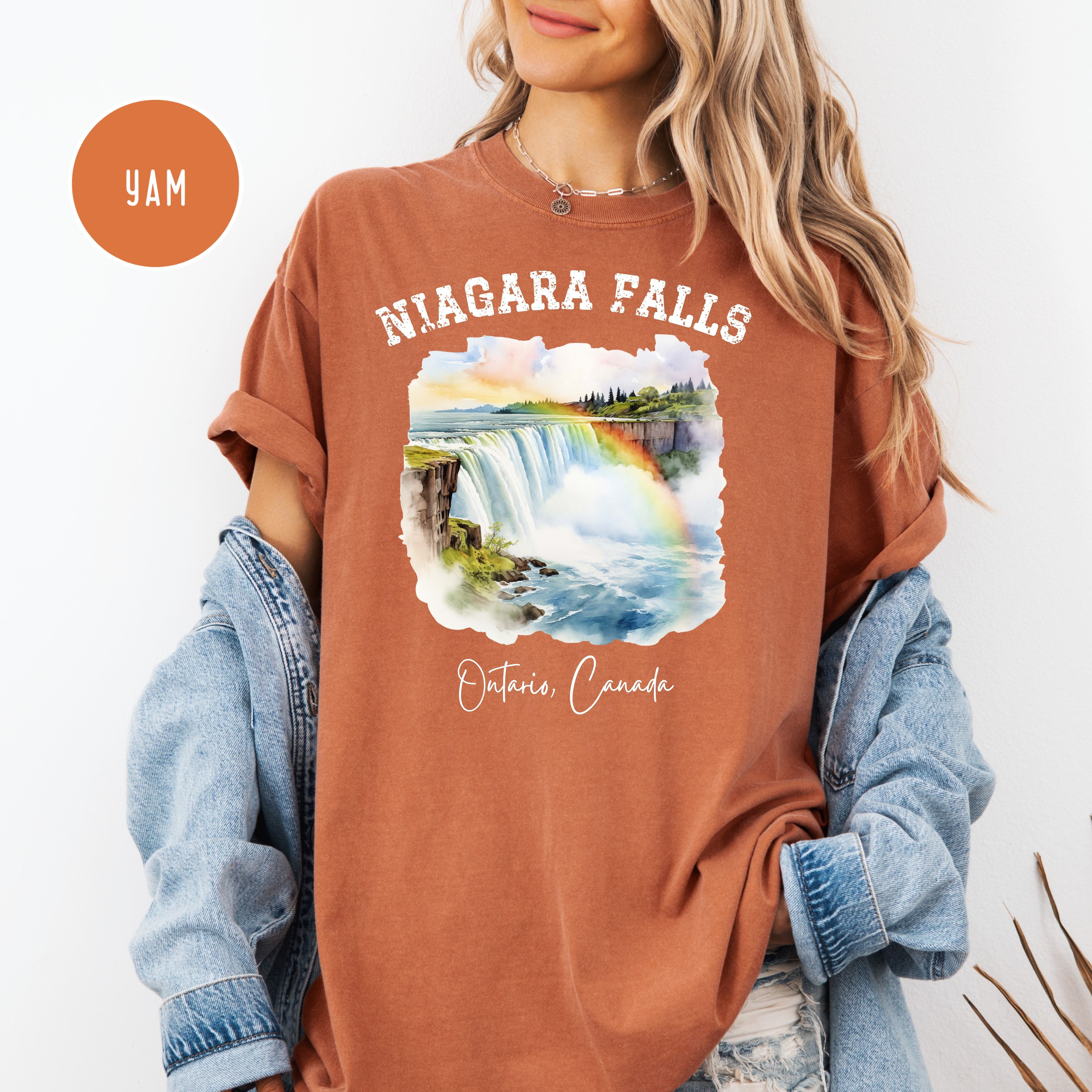 Rainbow Over Niagara Falls Canada Comfort Colors Adult Unisex Tee