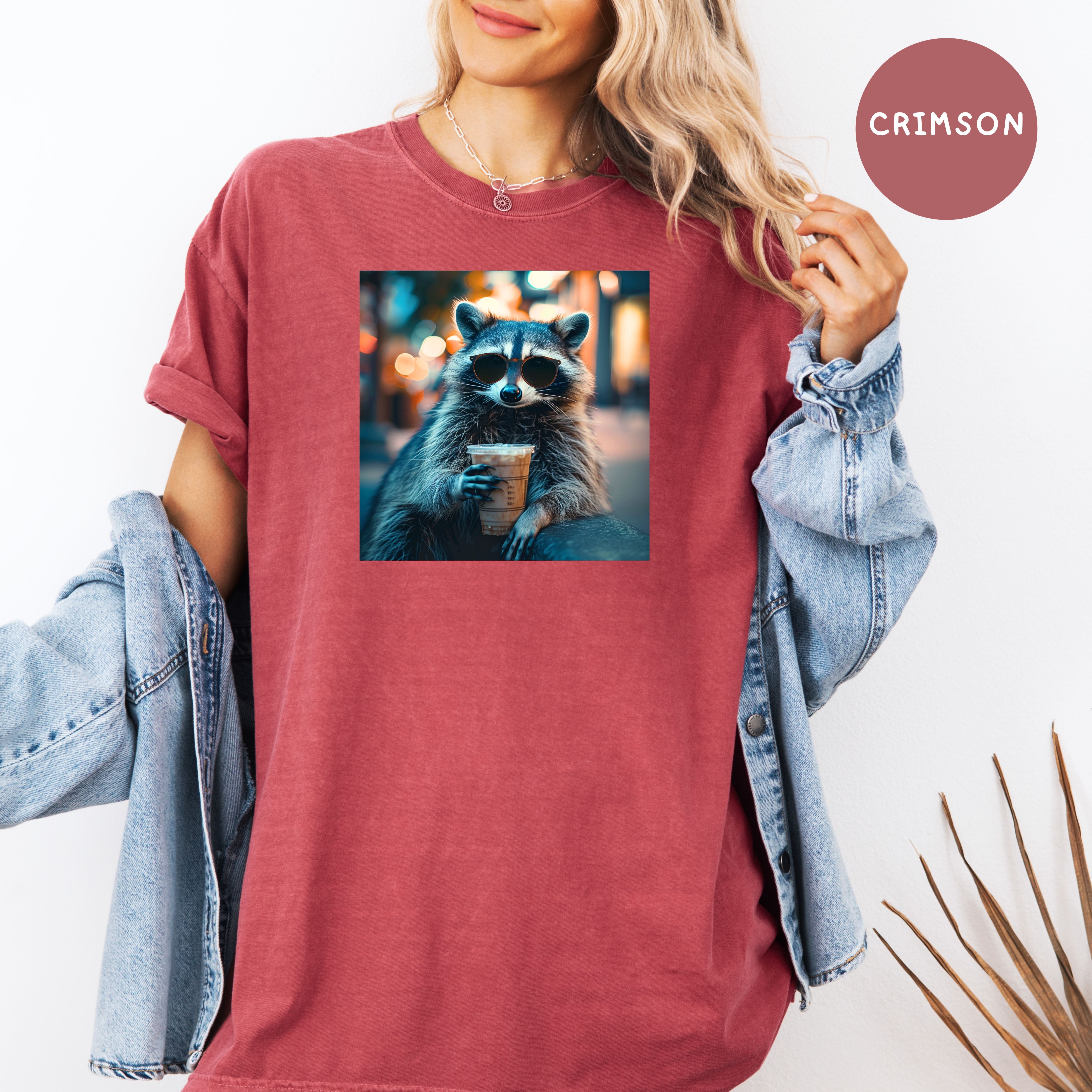 Raccoon Drinking Iced Coffee Comfort Colors Raccoon Lover T-Shirt, Cute Raccoon Shirt, Funny Raccoon Lover Shirt, Cool Dude Shirt