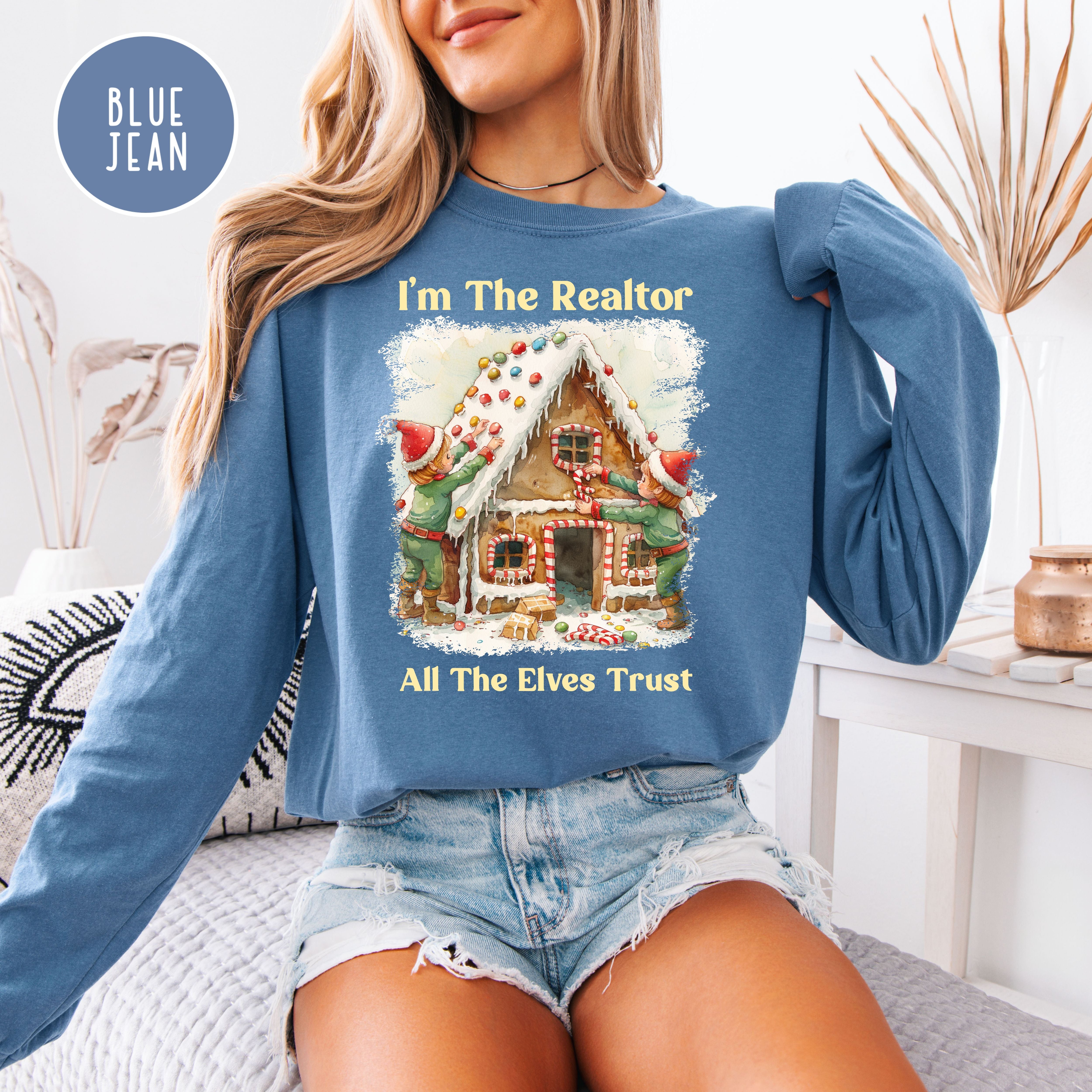 Funny Christmas Real Estate Agent Unisex Comfort Colors Long Sleeve Shirt