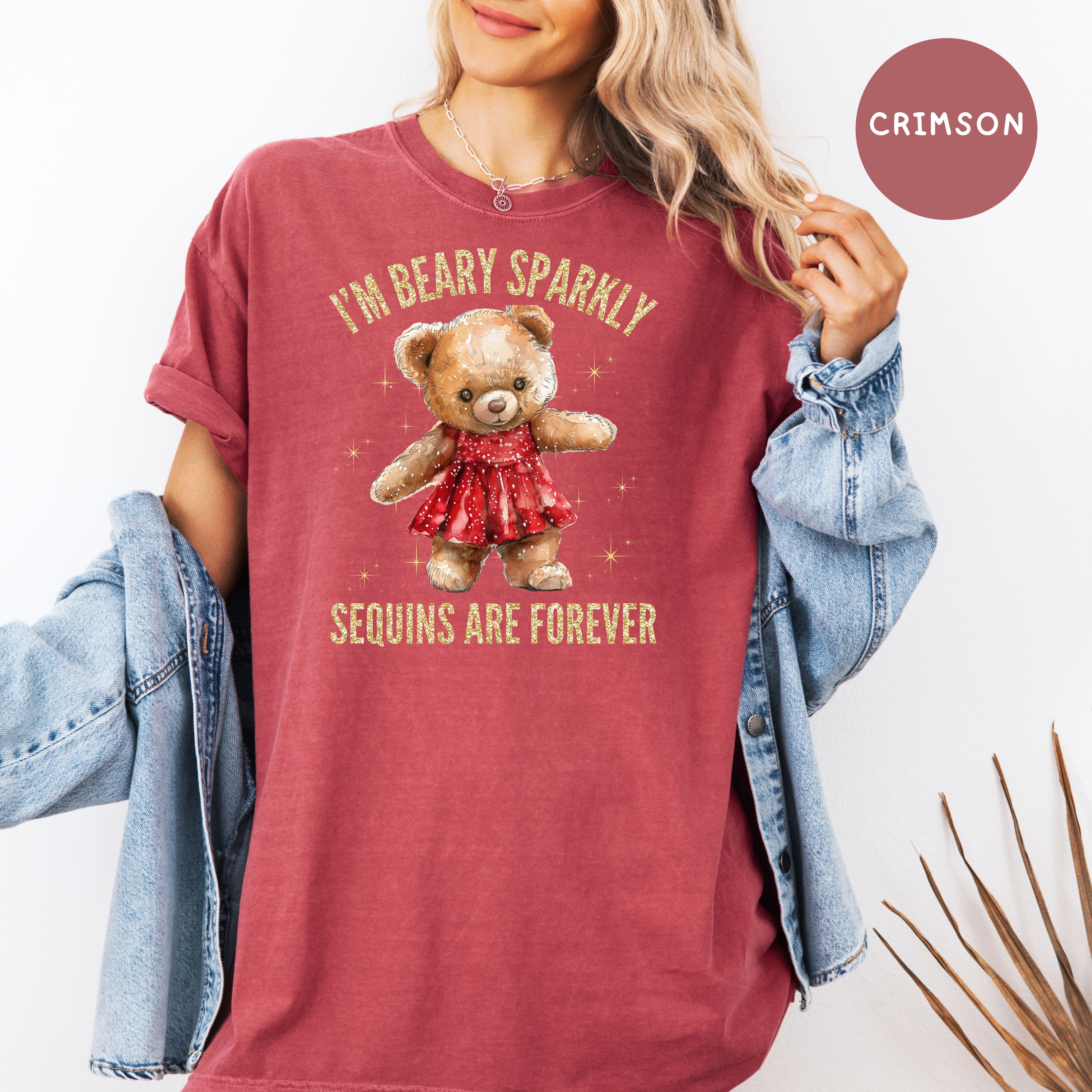 Beary Sparkly Swiftie Showgirl Comfort Colors Tee, Teddy Bear Lover Swiftie Fans Shirt