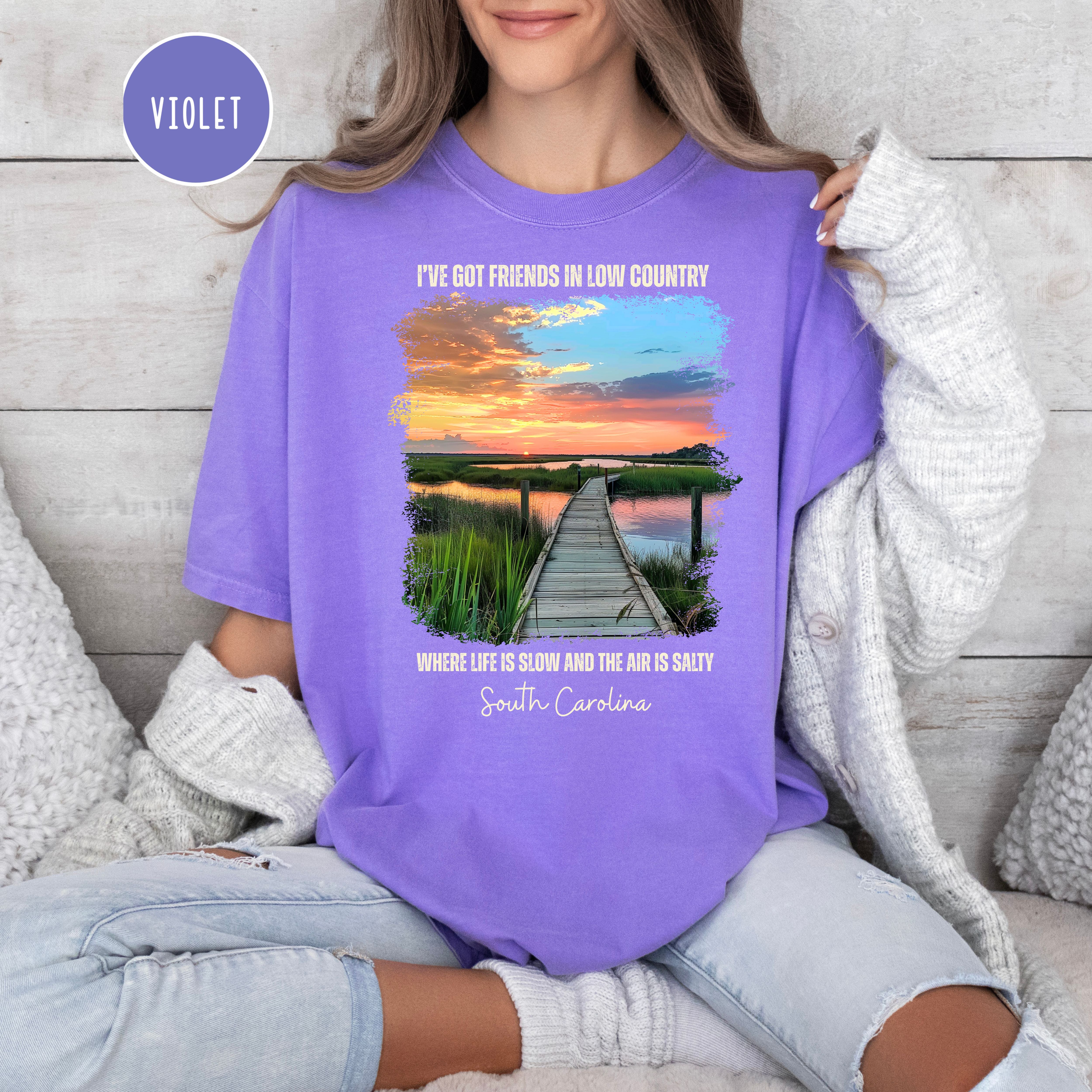 South Carolina Lowcountry Sunset Comfort Colors Tee