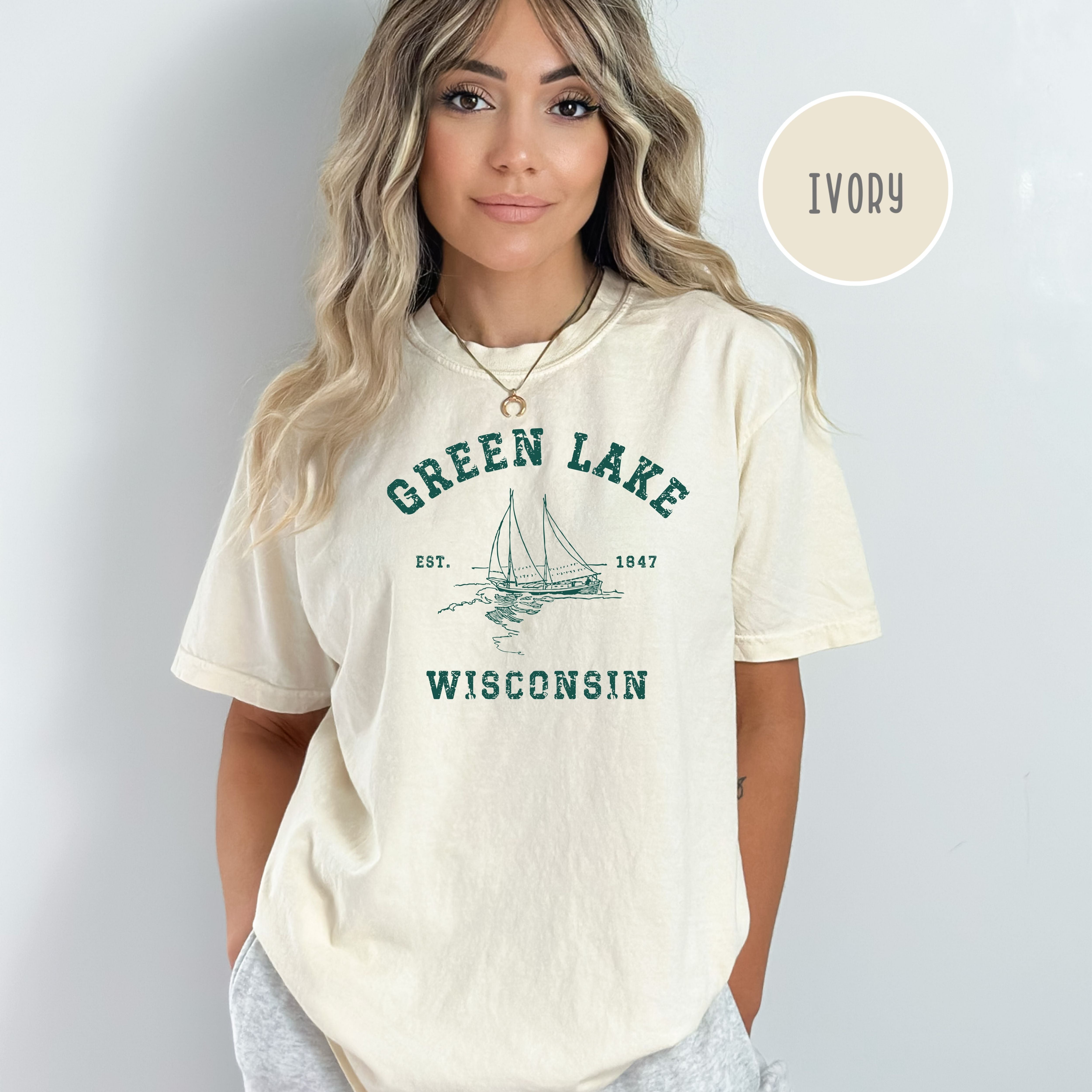 Green Lake Wisconsin Unisex Comfort Colors Camping T-Shirt, Green Lake Wisconsin Vacation Gift Shirt, Green Lake Tee, Wisconsin Tee Shirt