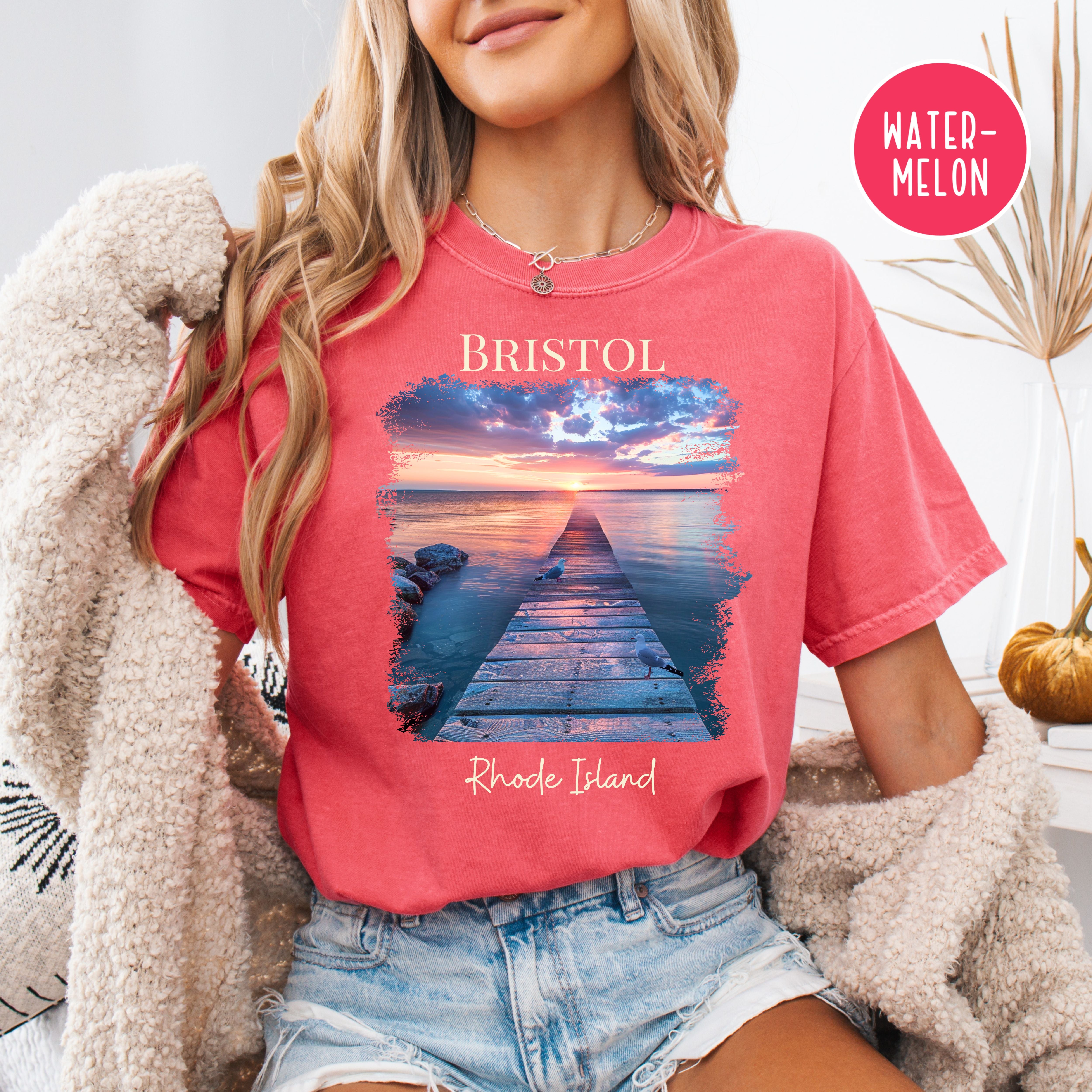 Bristol Rhode Island Sunset Comfort Colors Tee