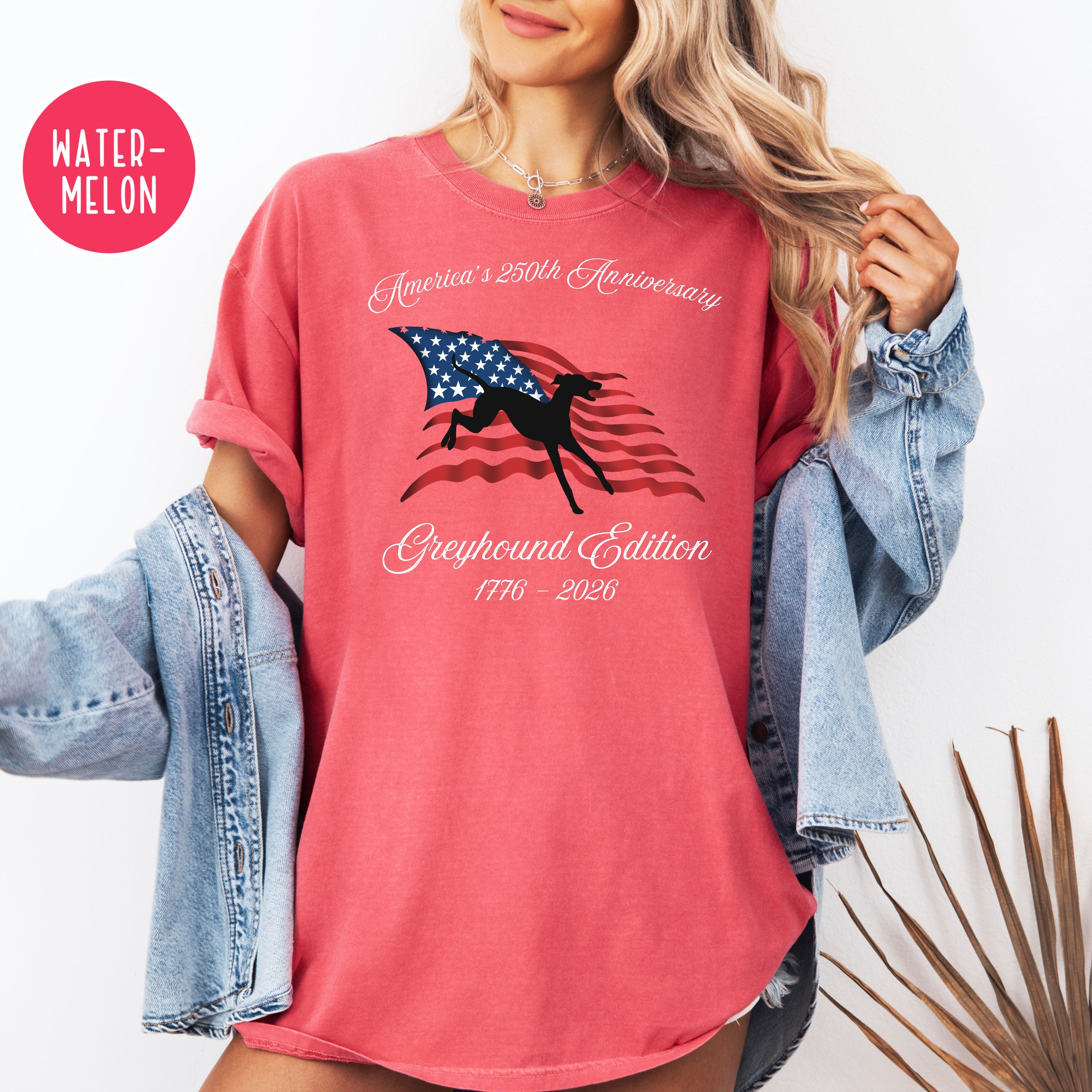 America's 250th Anniversary Greyhound Edition Unisex Comfort Colors T-Shirt, Greyhound Lover Shirt, Patriotic America Celebration Shirt