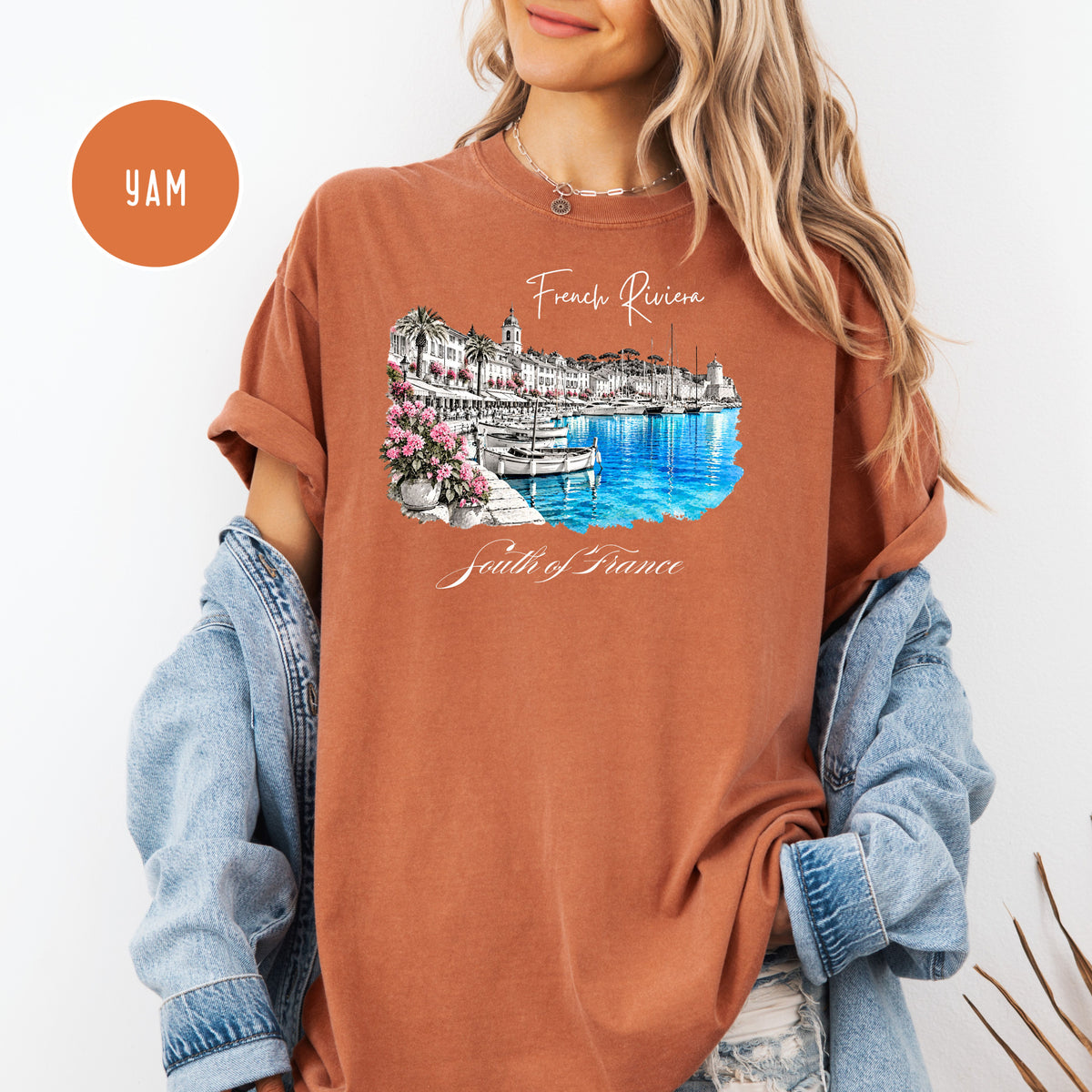 French Riviera Comfort Colors T-Shirt, South of France Vacation Gift Shirt, Mediterranean Coast Shirt, Cote d'Azur Gift, France Travel Shirt