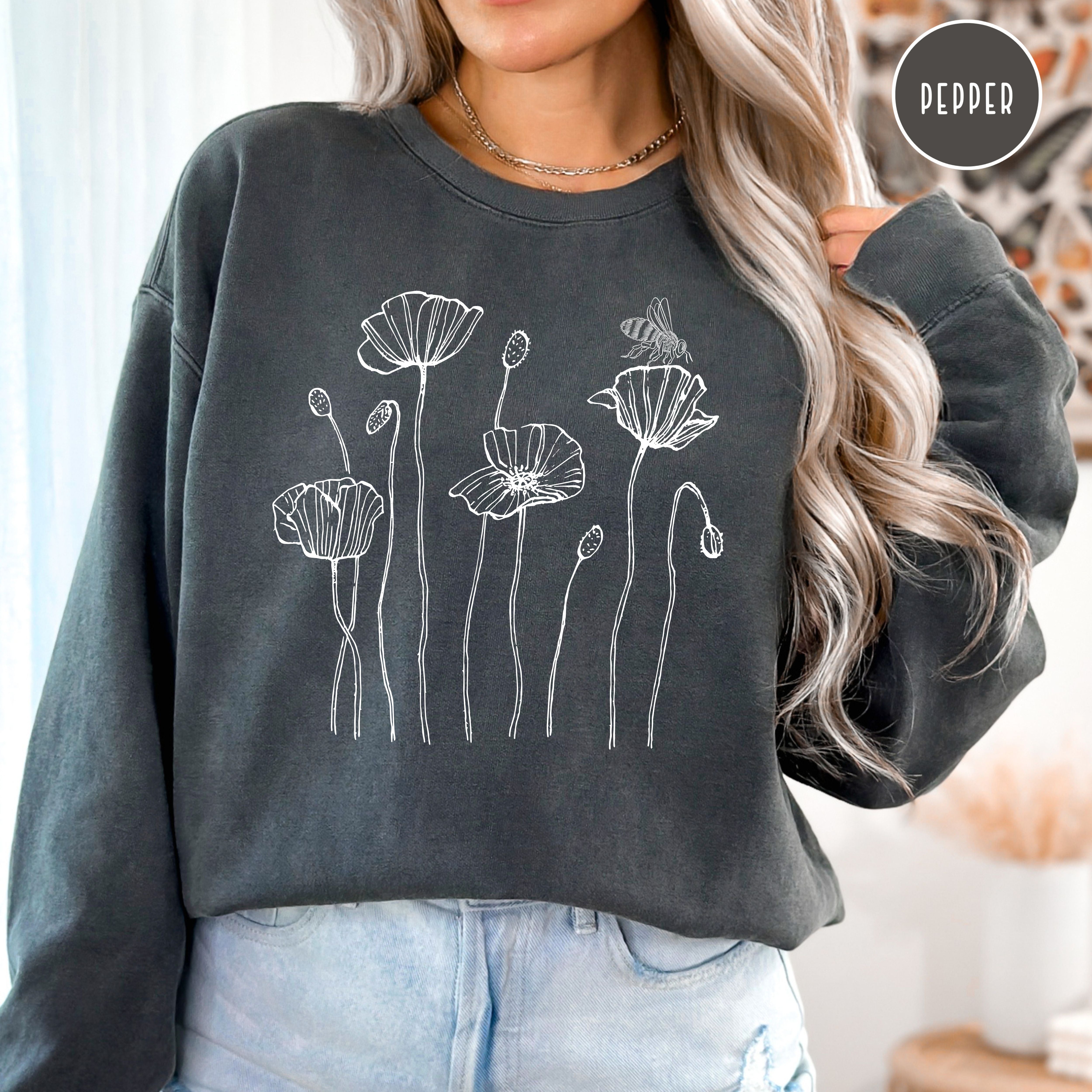 Poppy Flowers Honeybee Comfort Colors® Sweatshirt