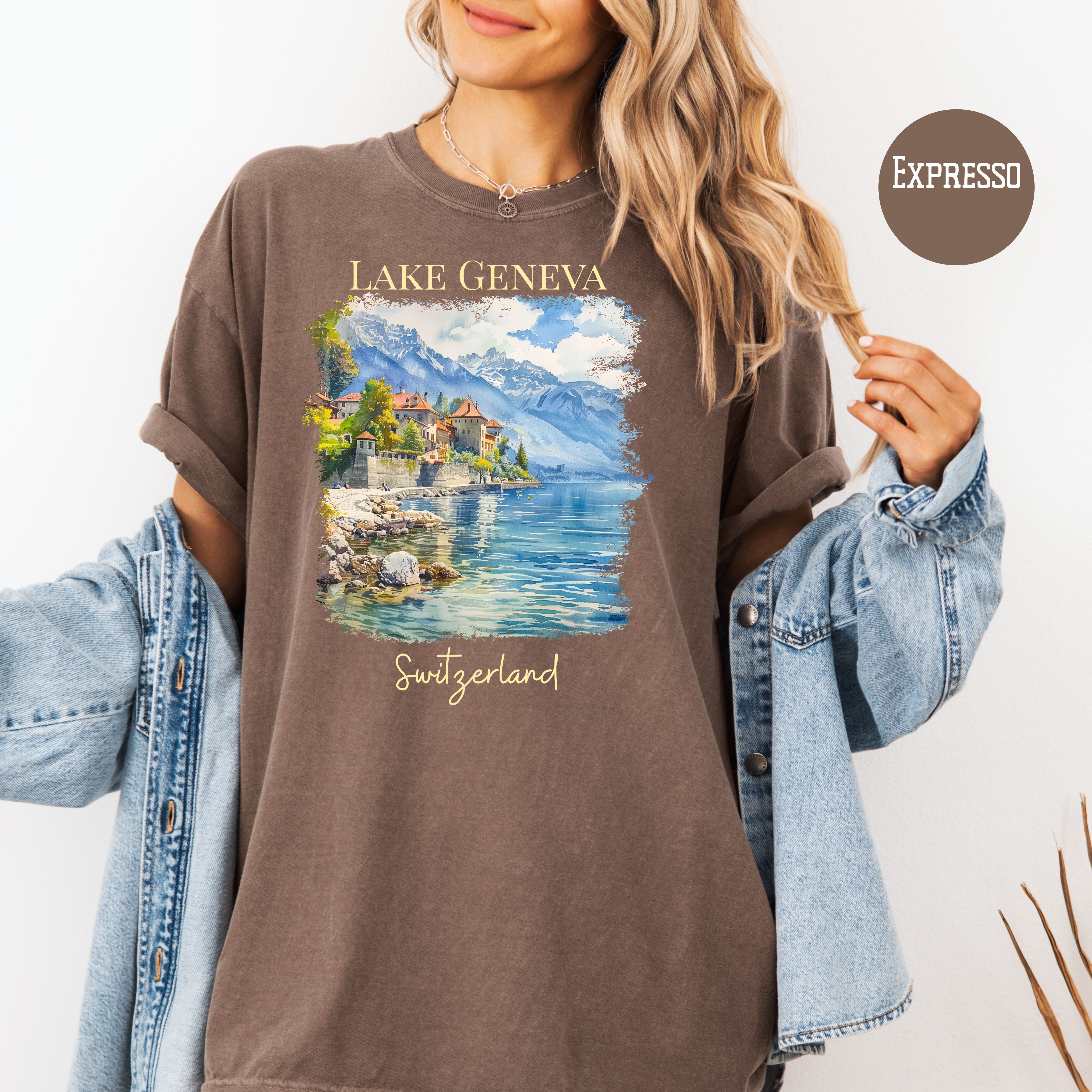 Lake Geneva Switzerland Comfort Colors Adult Unisex Vacation Gift Tee