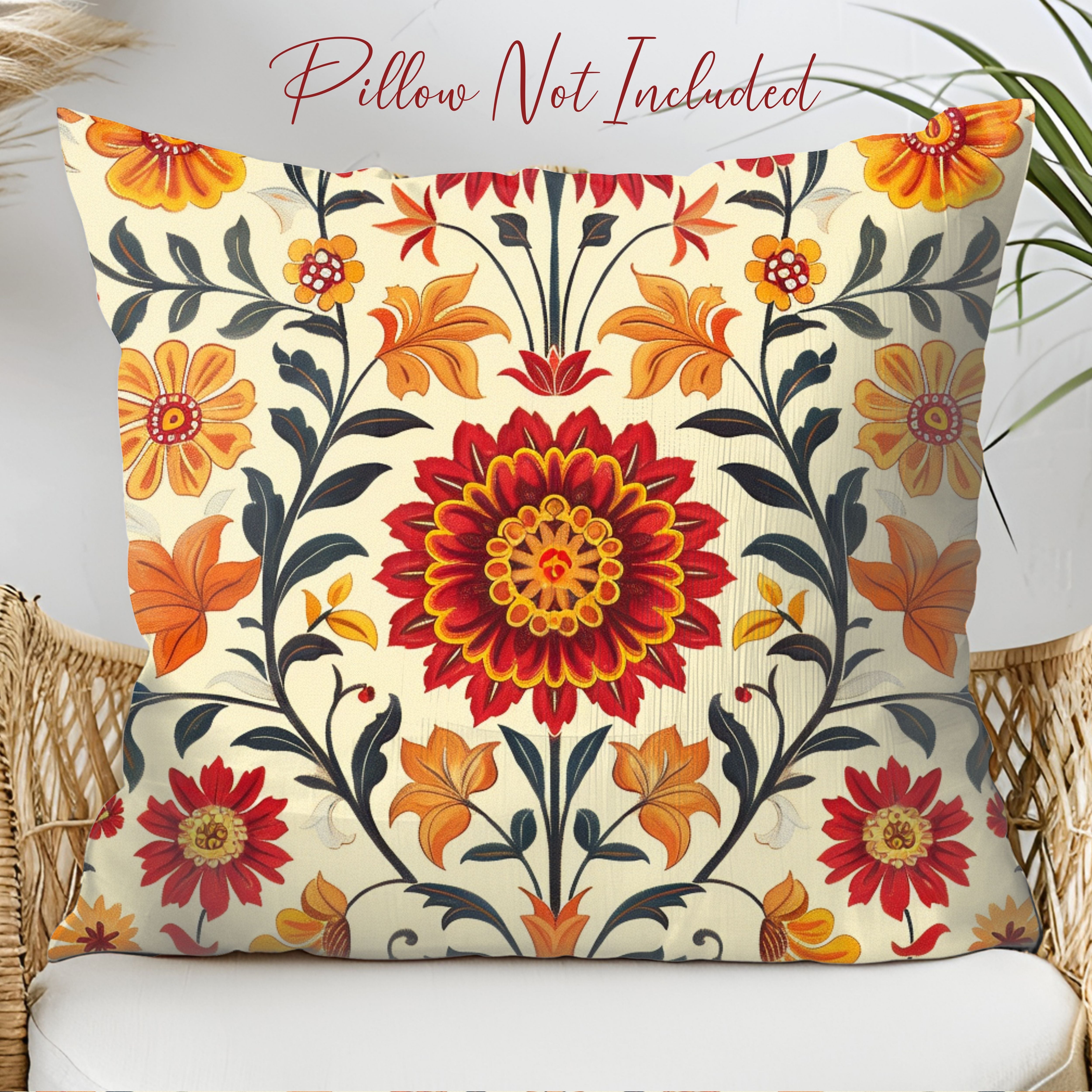 Floral Decorative Pillowcase Perfect for Living or Guest Rooms - Machine Washable Avail in 5 Sizes