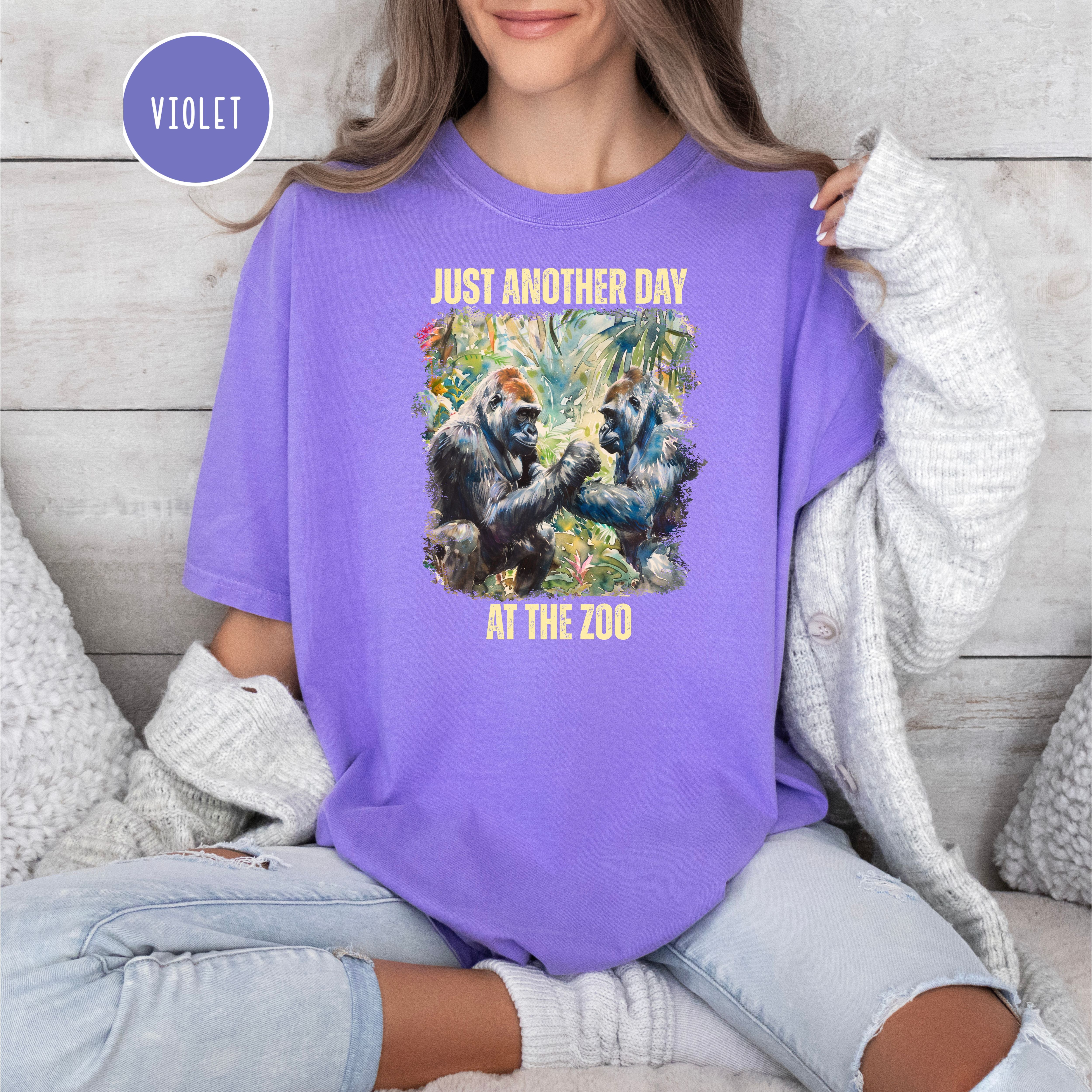 Just Another Day At The Zoo Unisex Comfort Colors T-Shirt, Funny Gorilla Shirt, Gorilla Lover Tee Shirt, Animal Lover Gift