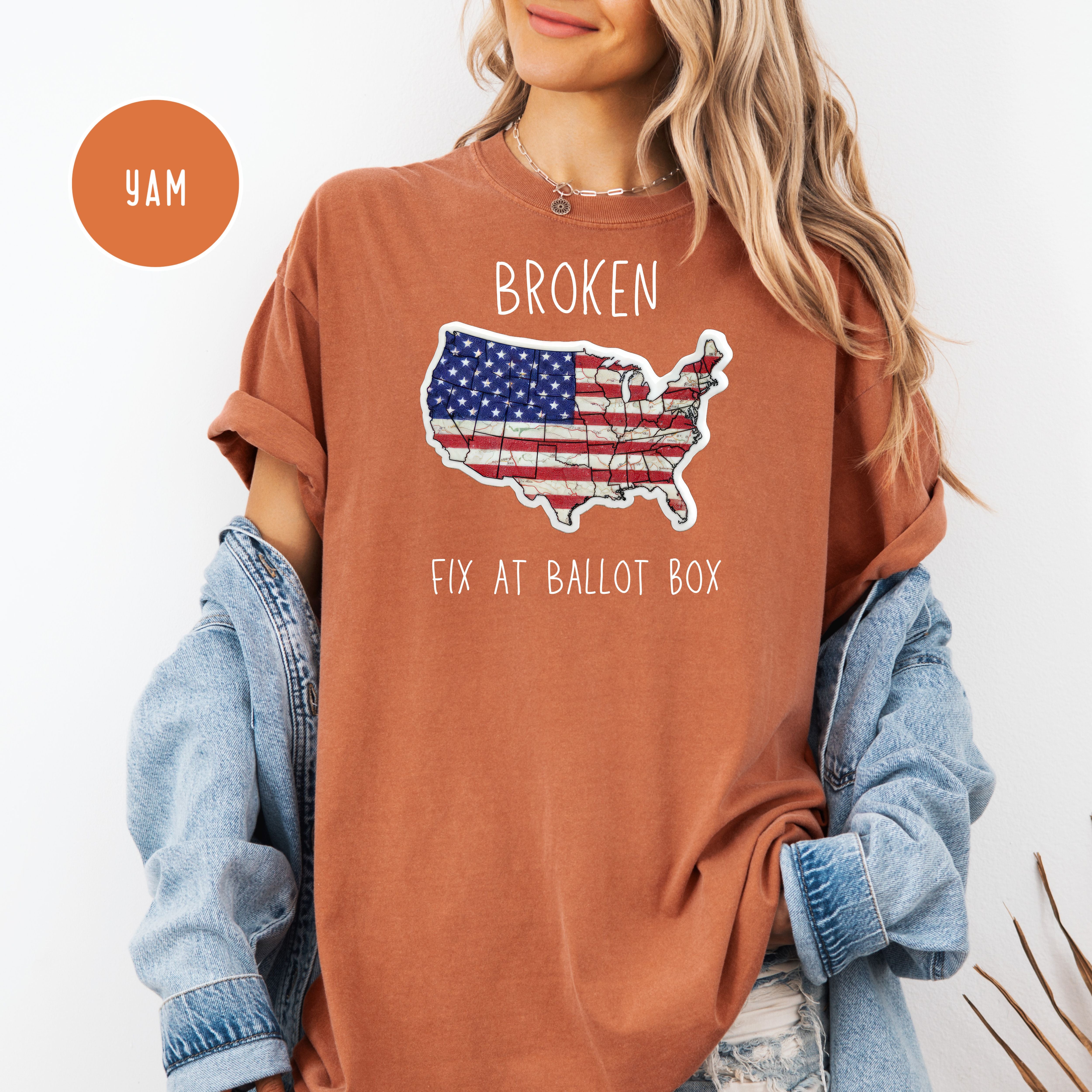Funny Political USA Shirt Broken Fix at Ballot Box Unisex Comfort Colors T-Shirt, Protest Shirt, Political Tee, Vote Tee, Your Vote Matters