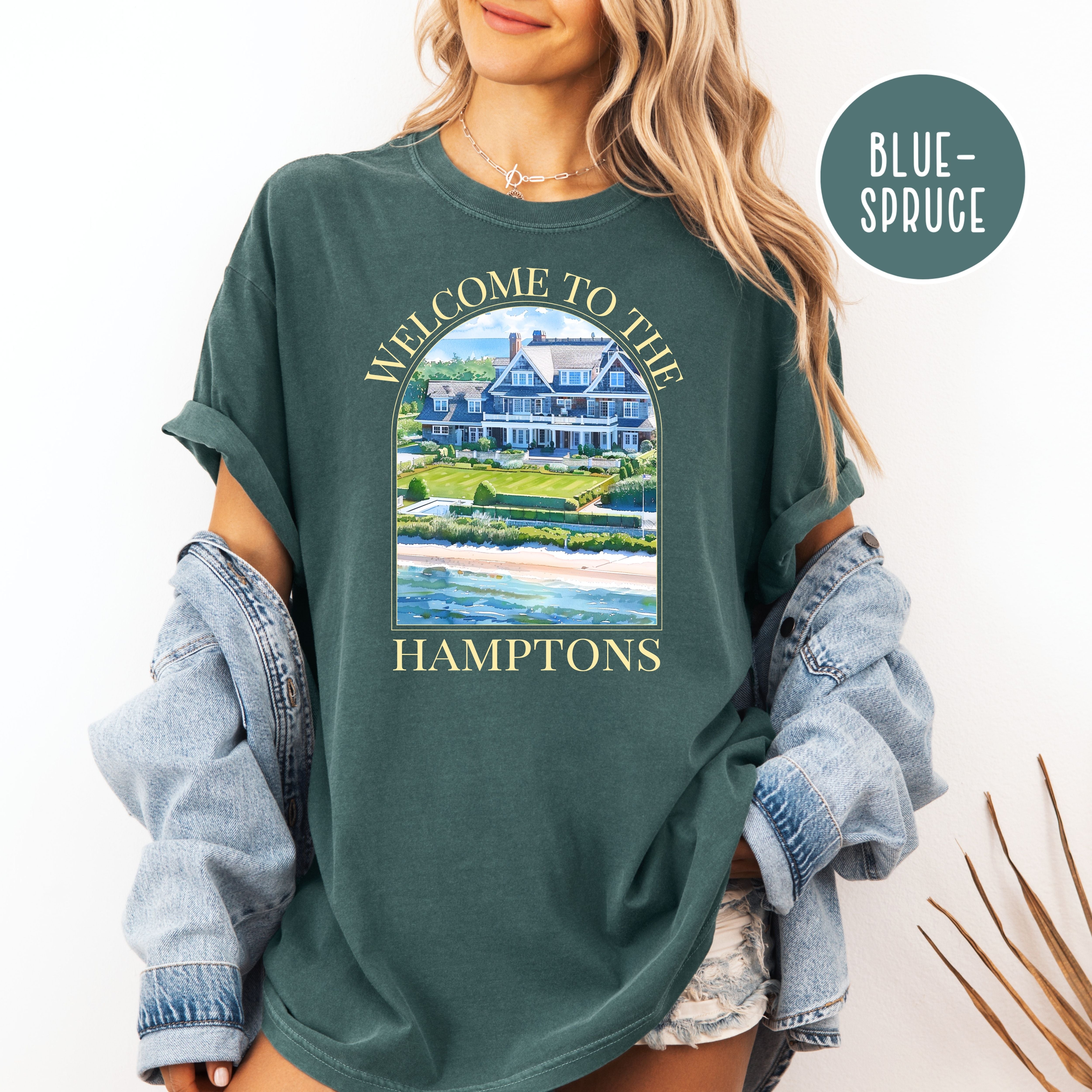 Hamptons Watercolor Coastal Home Comfort Colors Adult Unisex Gift Tee Shirt