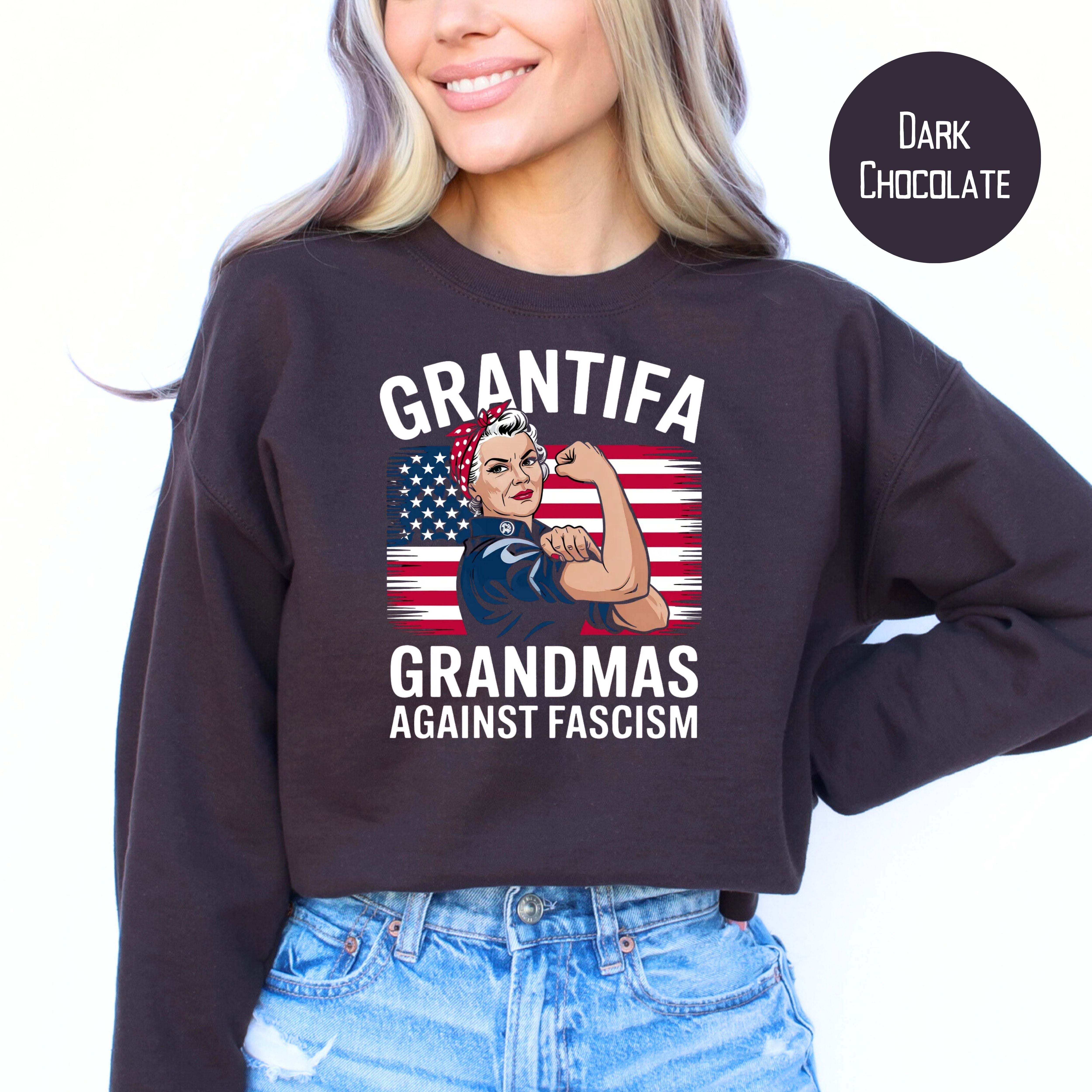Grantifa Rosie the Riveter Grandmas Against Fascism Sweatshirt