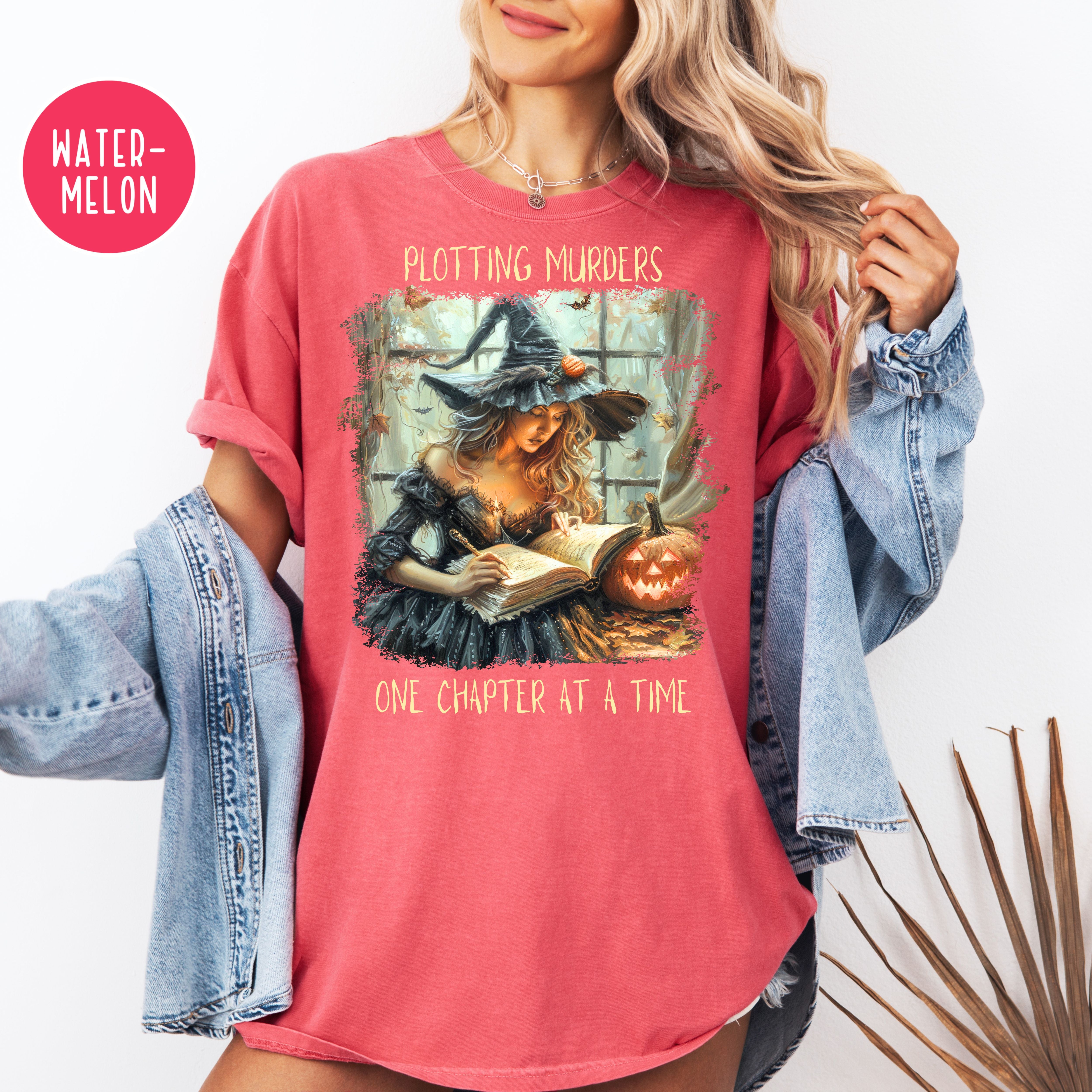 Female Murder Mystery Writer Comfort Colors Halloween Witch Shirt