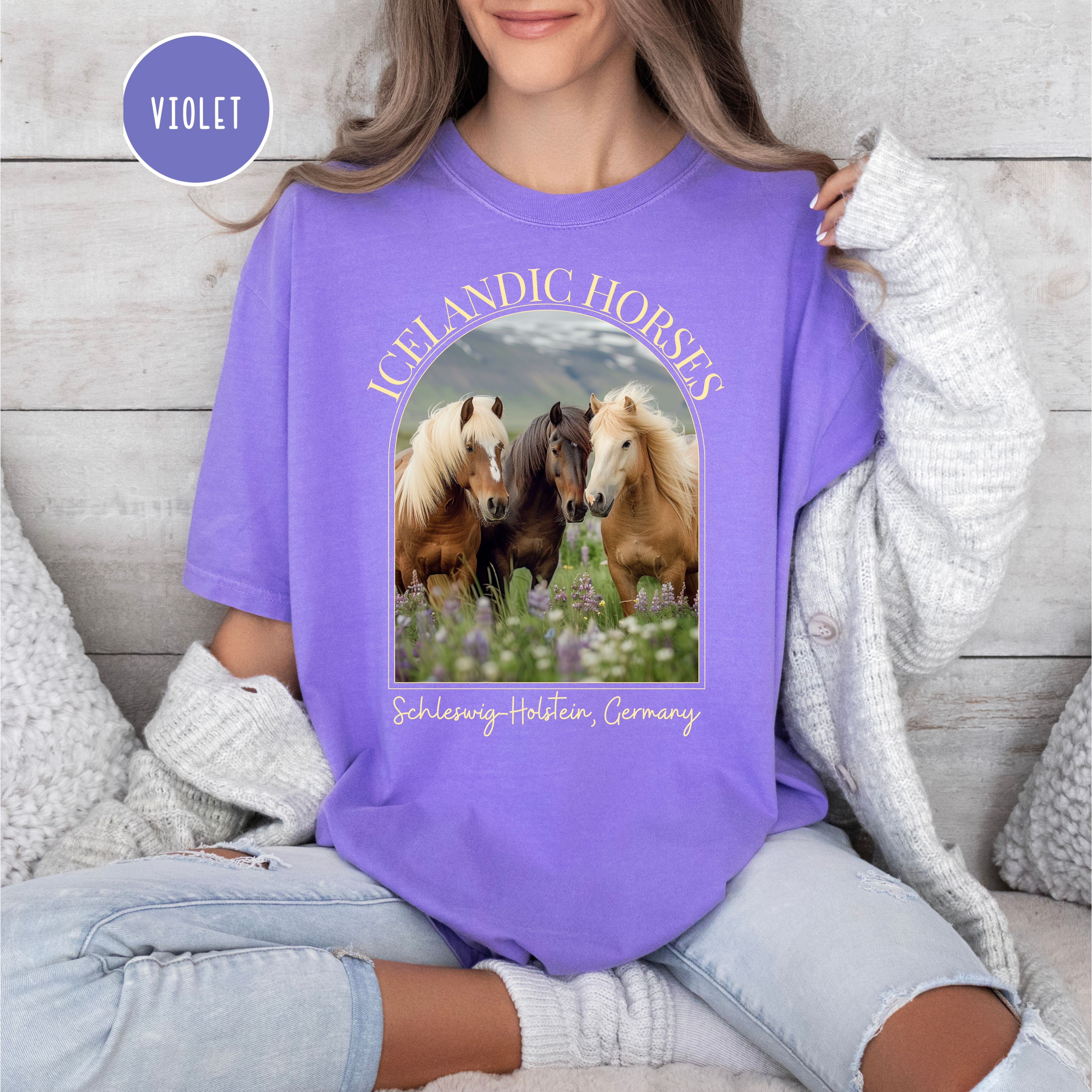 Icelandic Horses Comfort Colors Horse Lover Tee Shirt